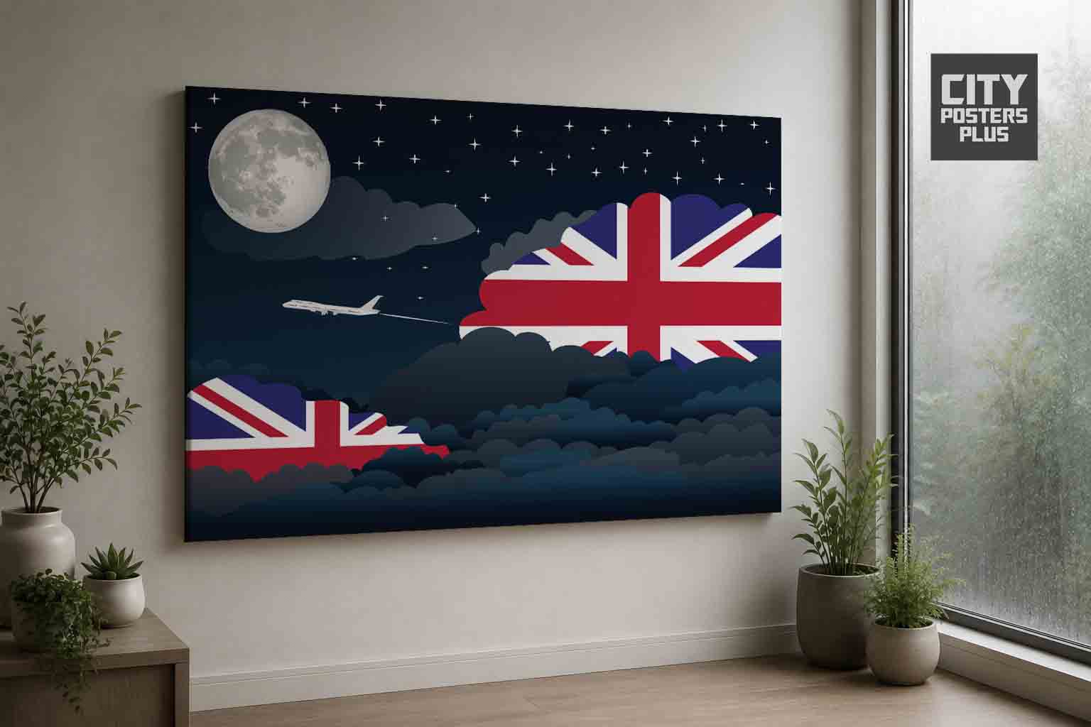 United Kingdom Night Clouds Canvas Wrapped | Country & City Wall Art