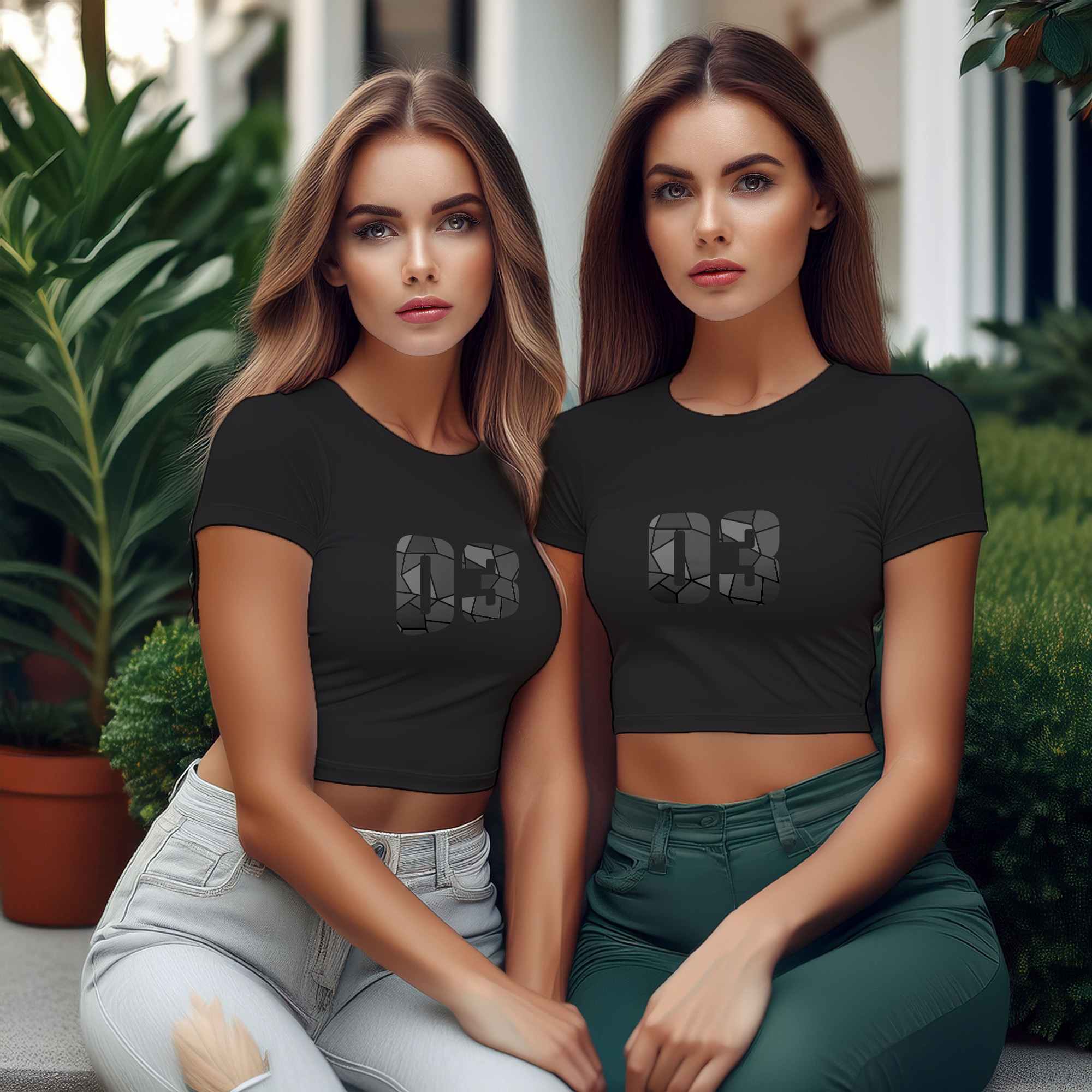 03 Number Women Crop Top (Black)