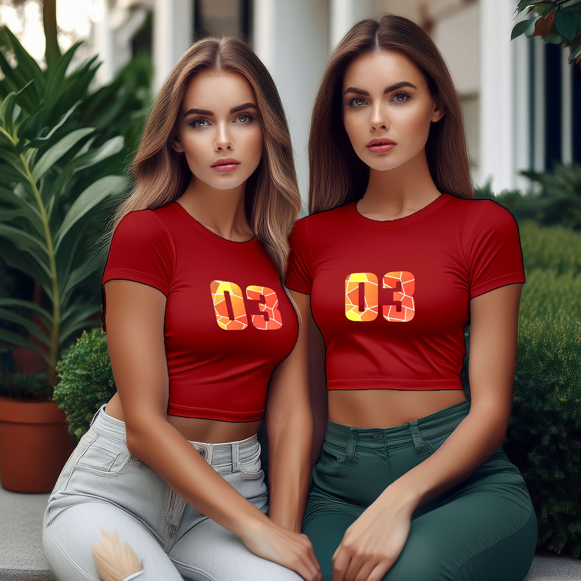 03 Number Women Crop Top (Red)
