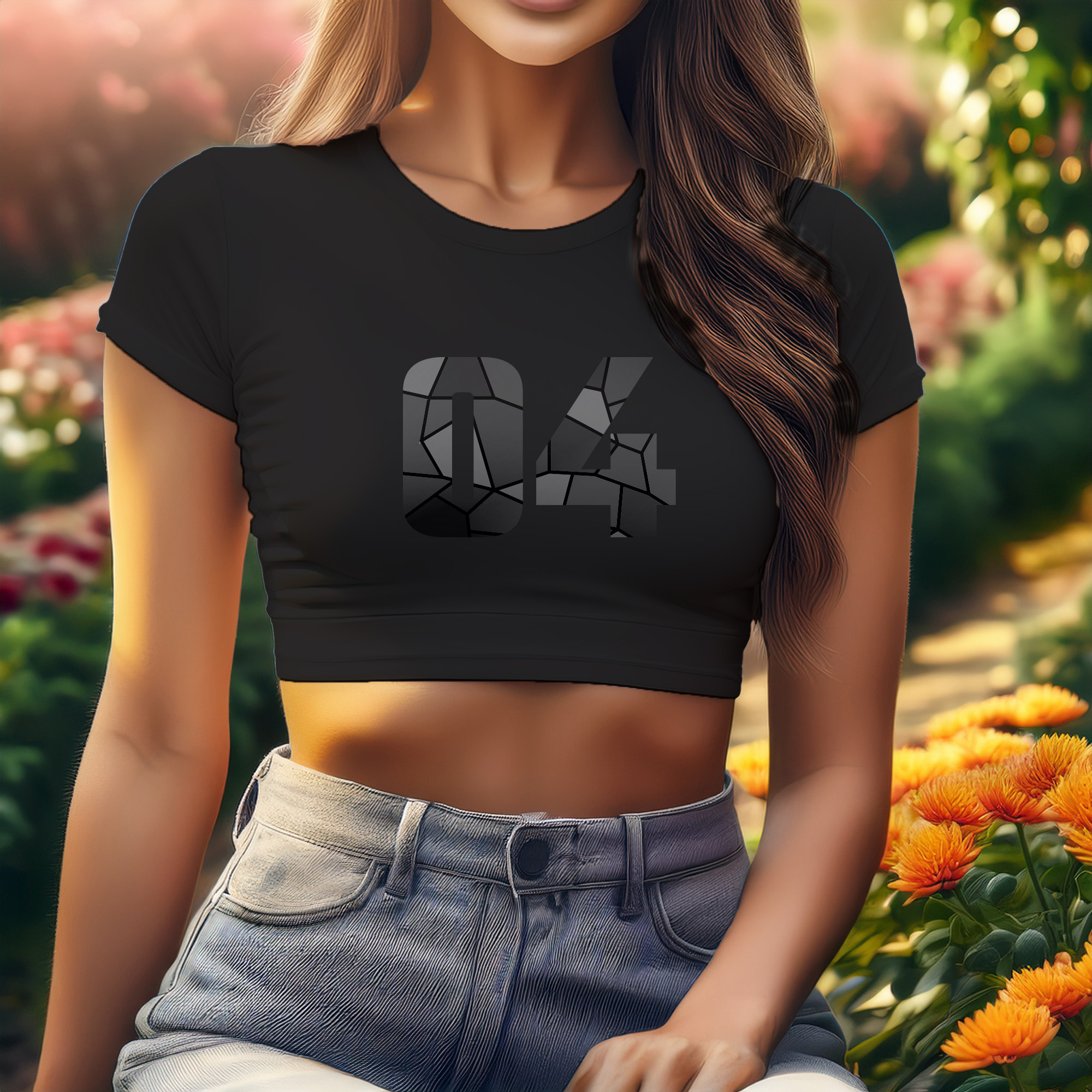 04 Number Women Crop Top (Black)