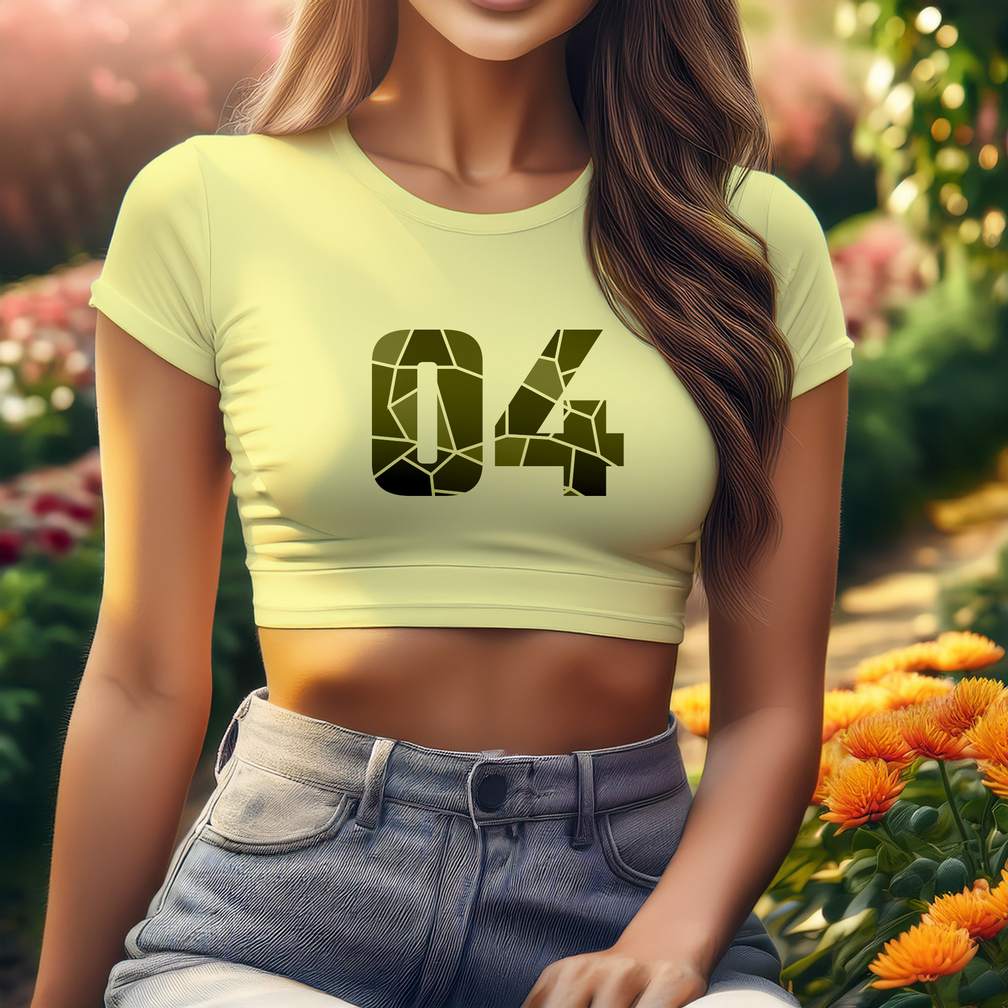 04 Number Women Crop Top (Butter Yellow)