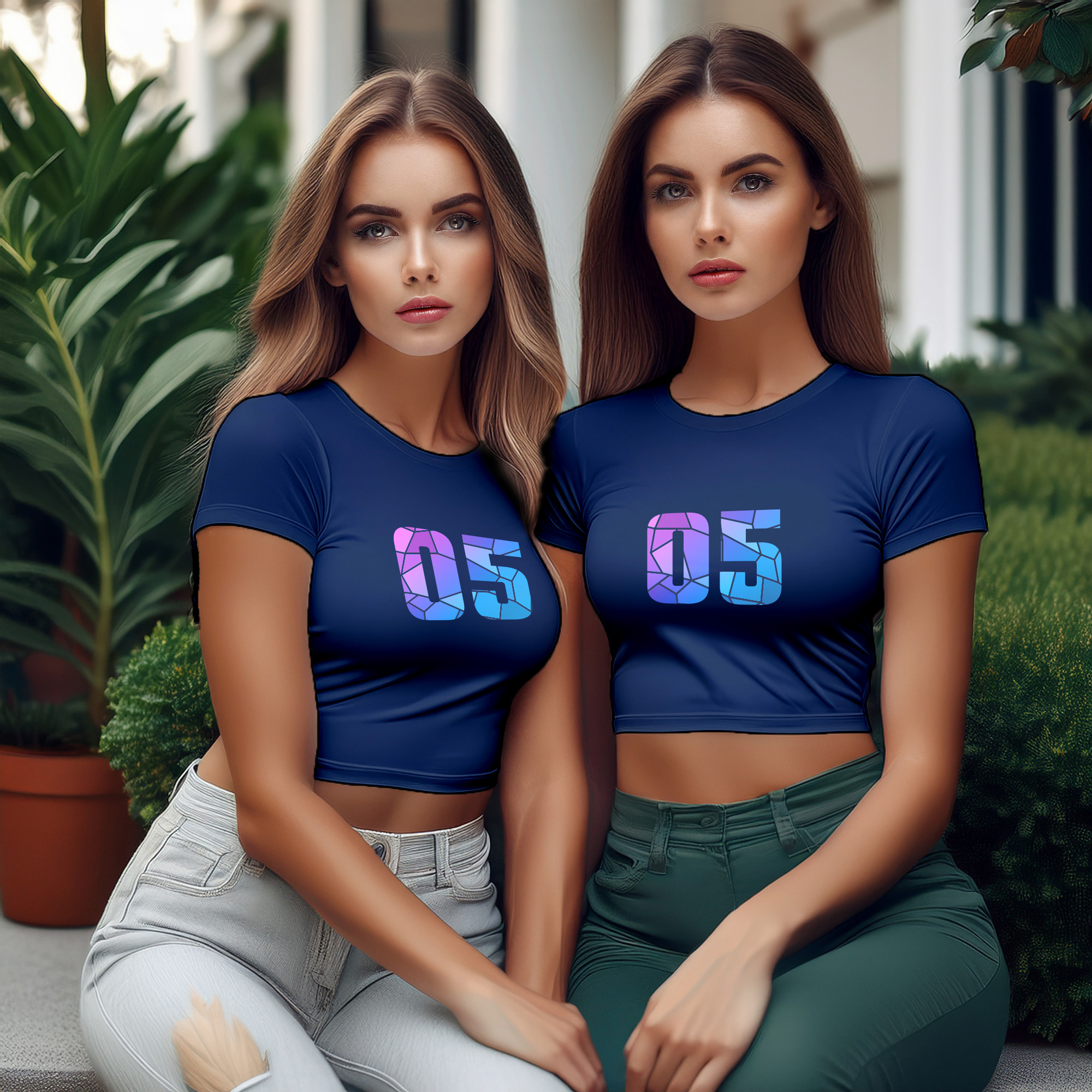 05 Number Women Crop Top (Navy Blue)