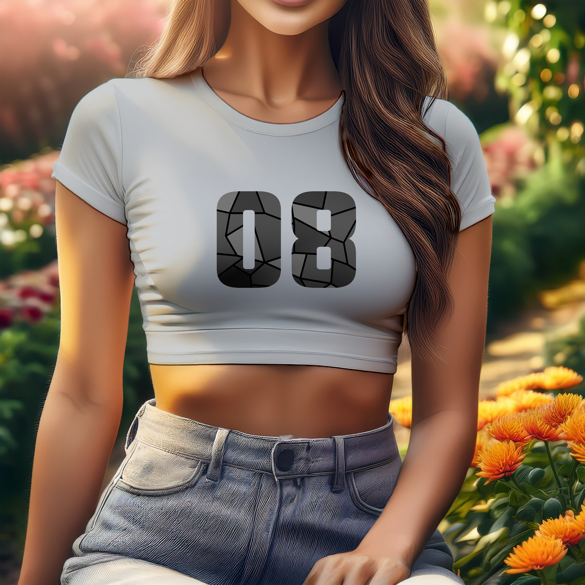 08 Number Women Crop Top (Melange Grey)