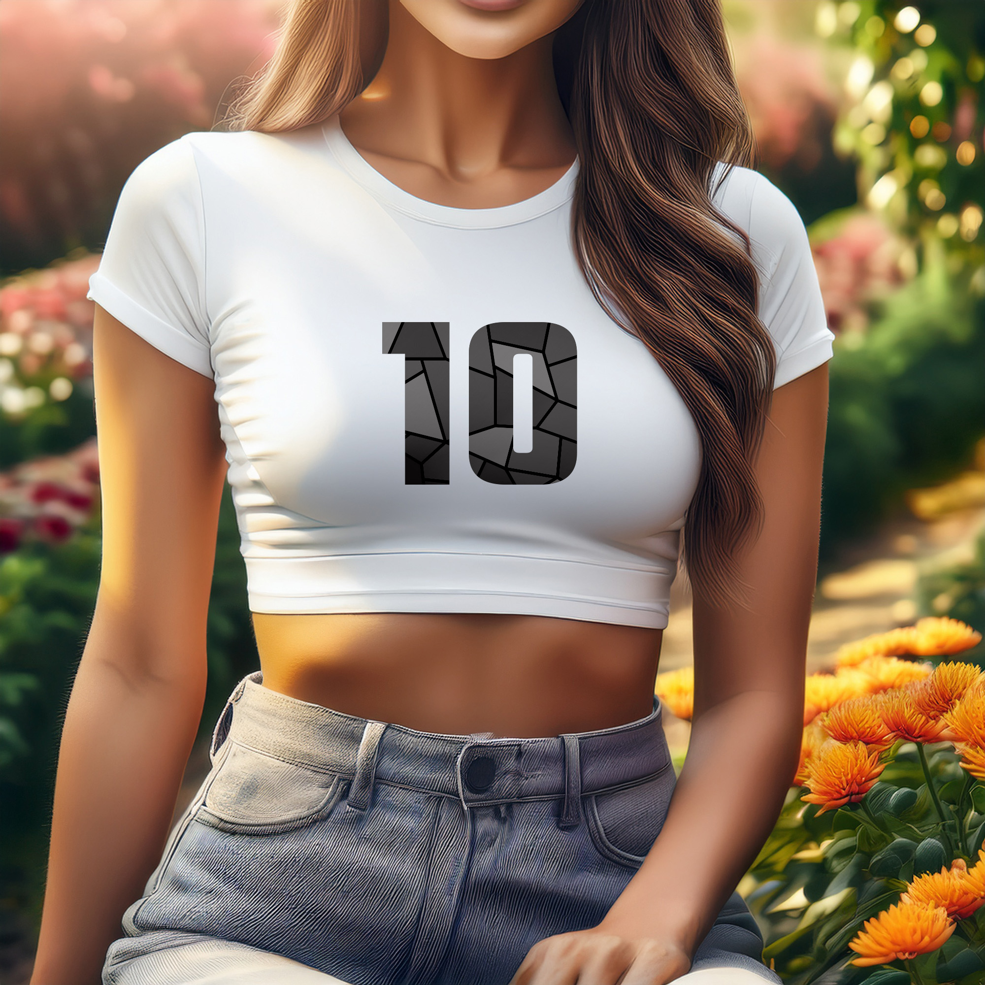 10 Number Women Crop Top (White)