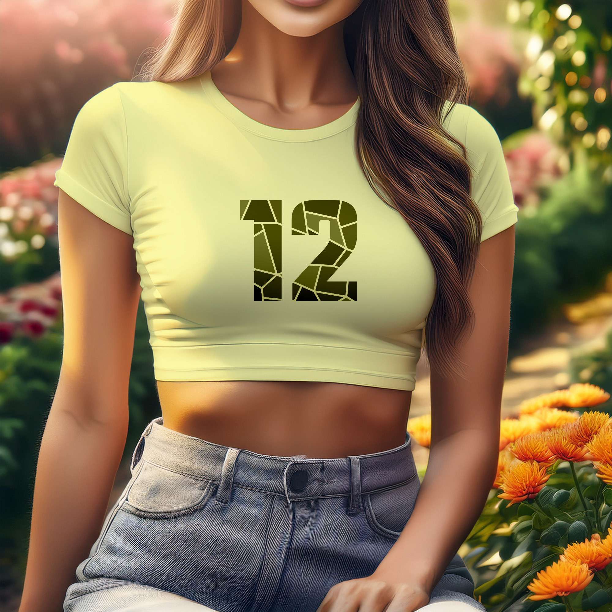 12 Number Women Crop Top (Butter Yellow)