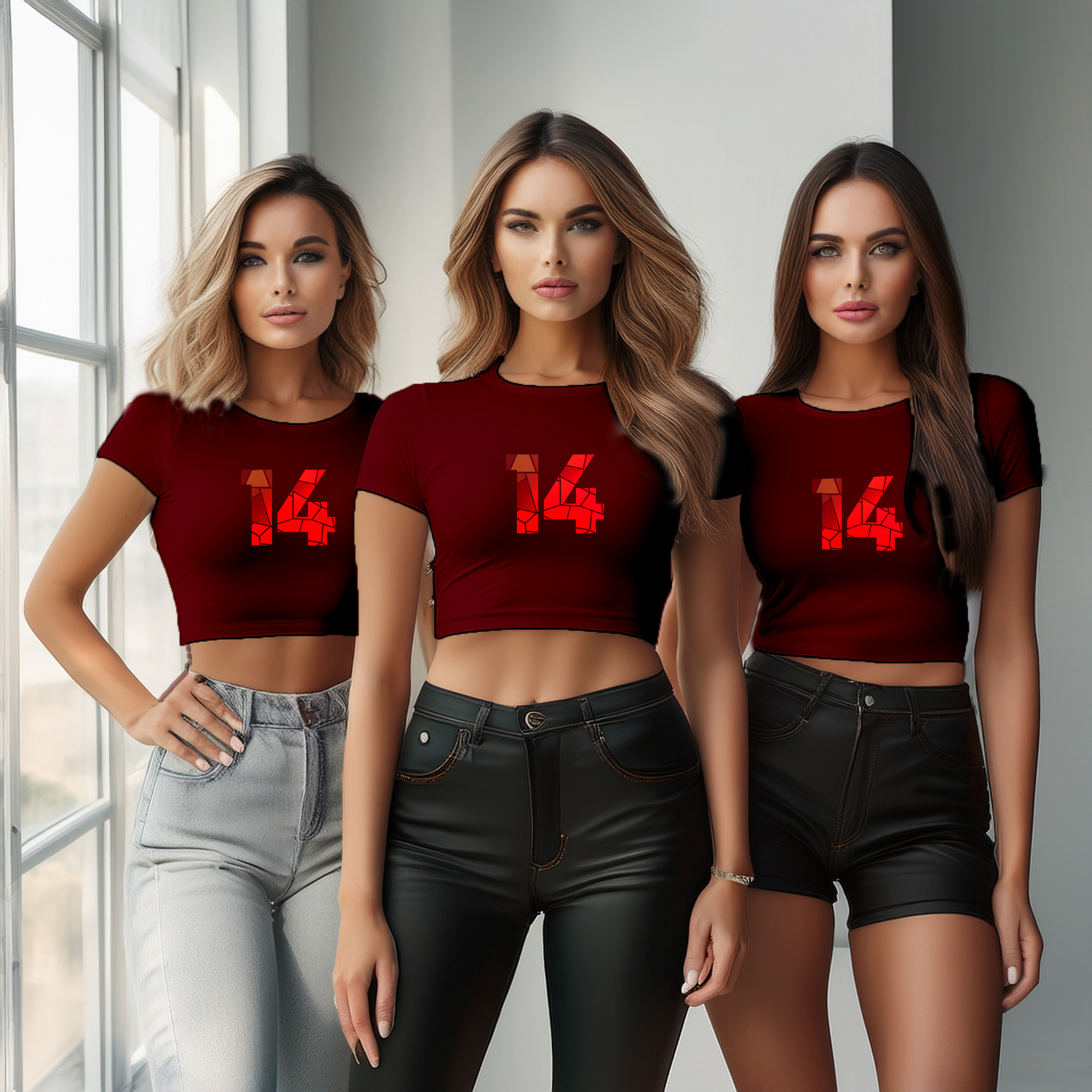 14 Number Women Crop Top (Maroon)