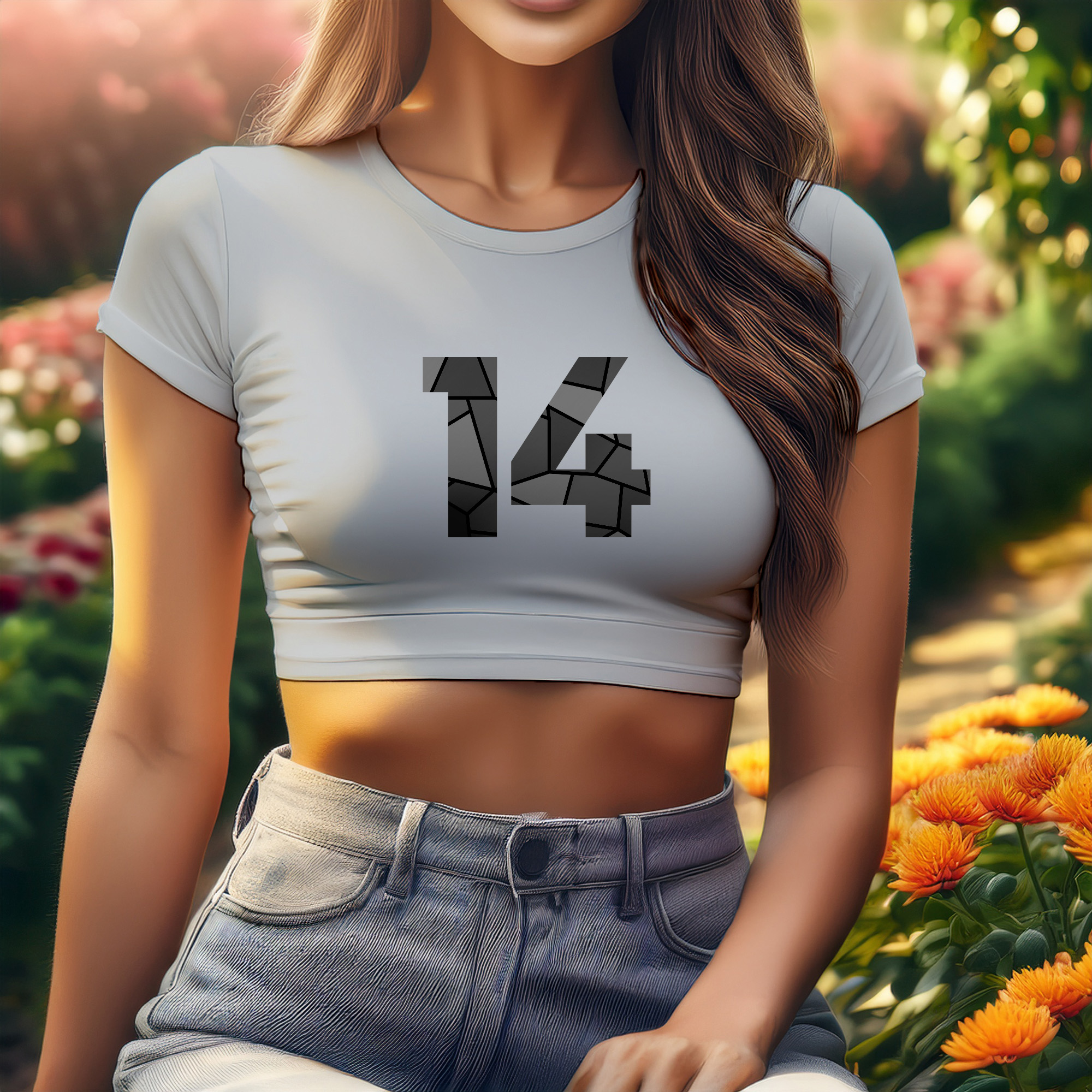 14 Number Women Crop Top (Melange Grey)
