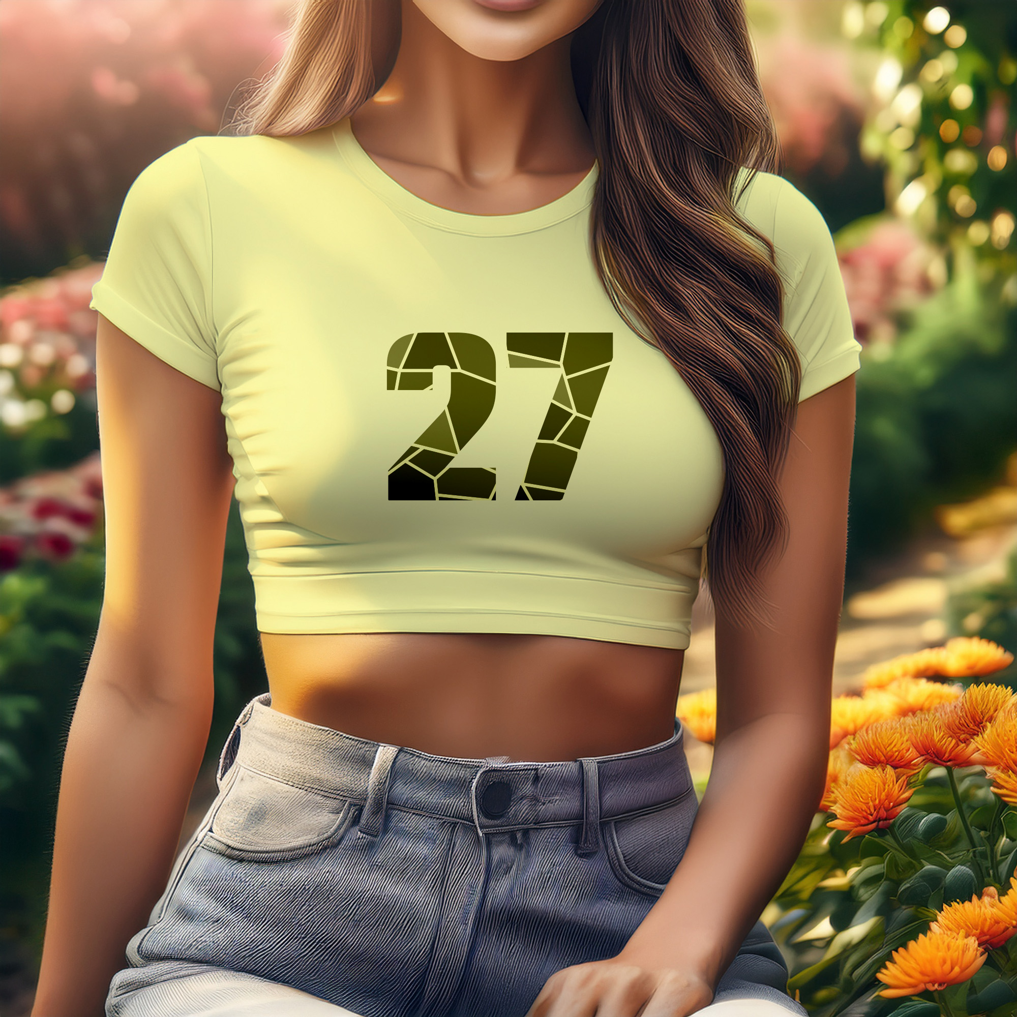27 Number Women Crop Top (Butter Yellow)