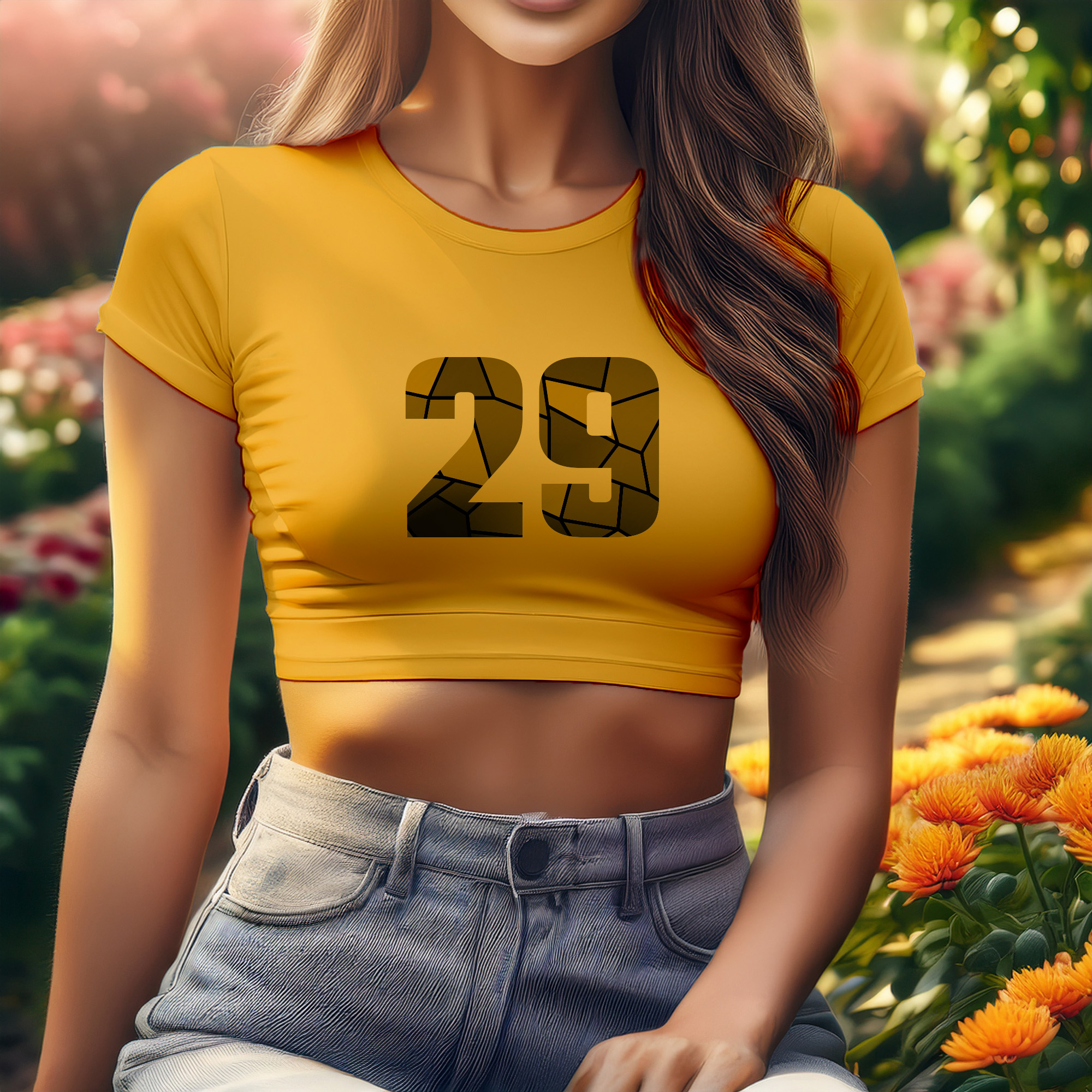 29 Number Women Crop Top (Golden Yellow)