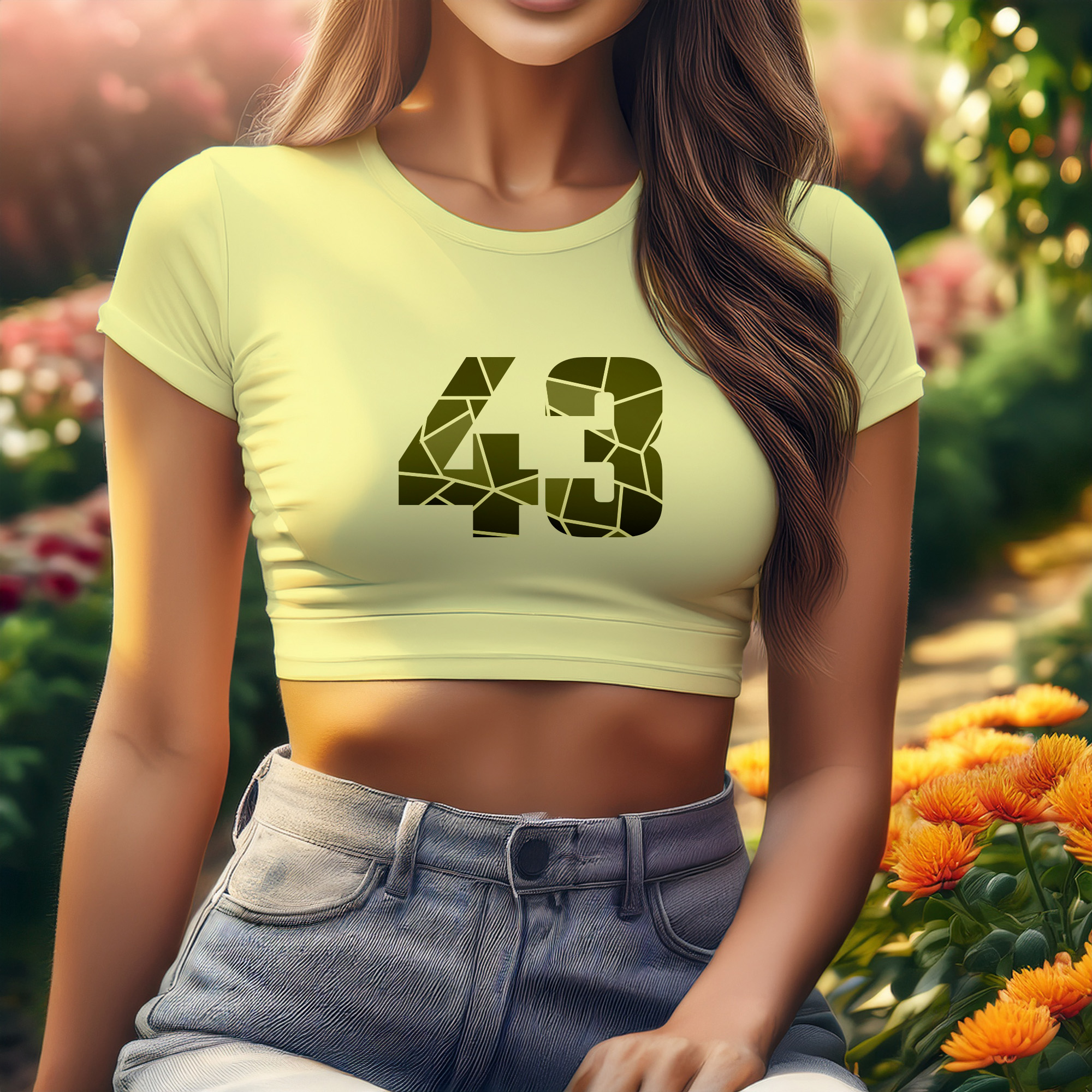 43 Number Women Crop Top (Butter Yellow)