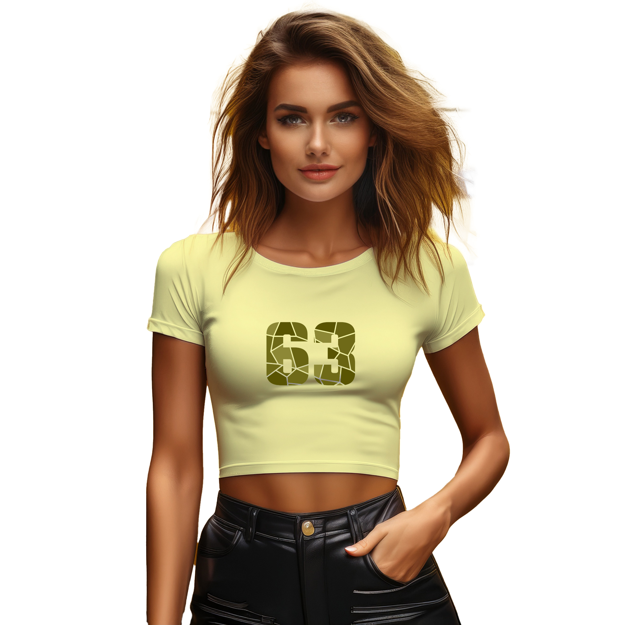 63 Number Women Crop Top (Butter Yellow) | 360 Hours Plus