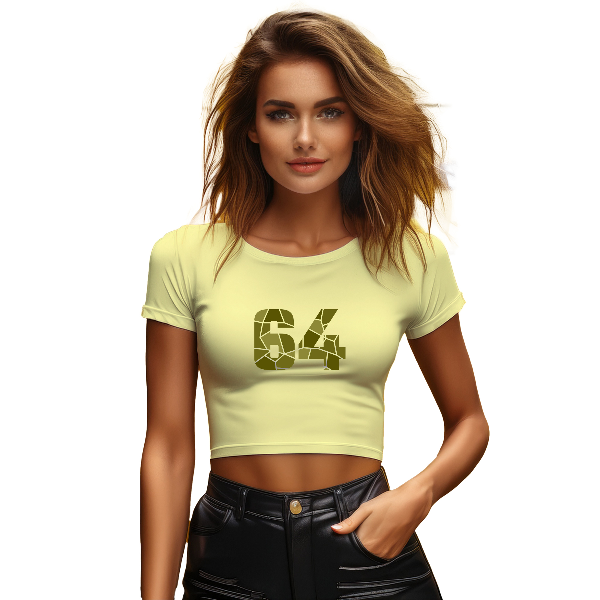 64 Number Women Crop Top (Butter Yellow) | 360 Hours Plus