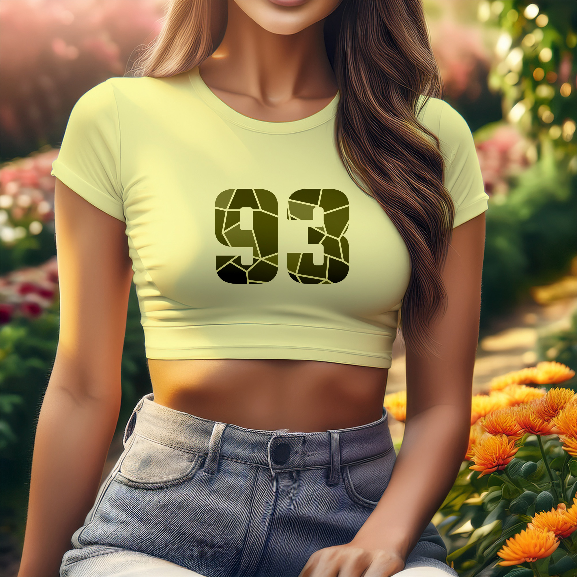 93 Number Women Crop Top (Butter Yellow)