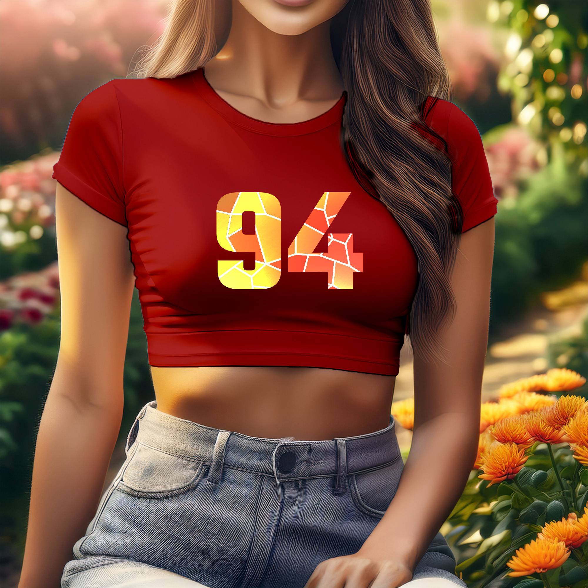 94 Number Women Crop Top (Red)