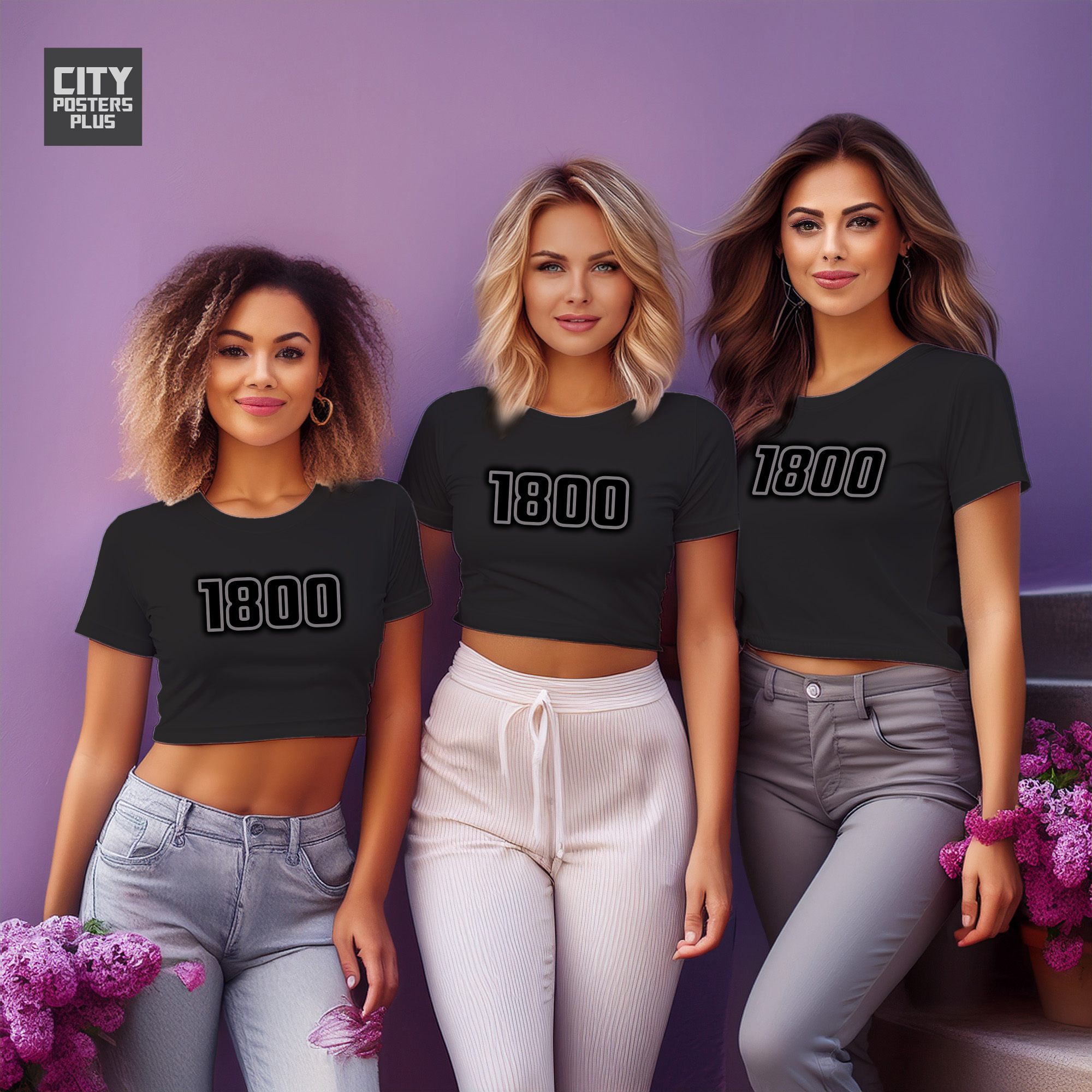 1800 Year Women Crop Top (Black)