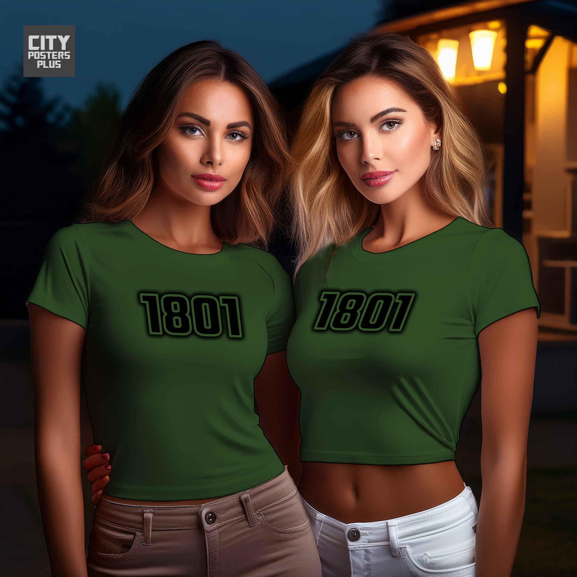 1801 Year Women Crop Top (Olive Green)