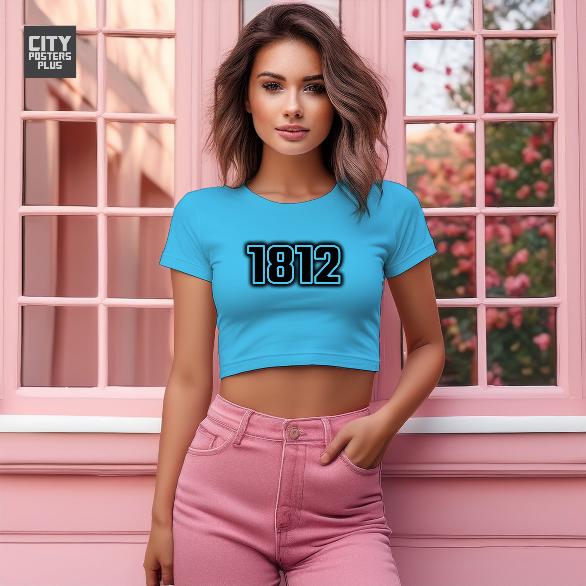 1812 Year Women Crop Top (Sky Blue)