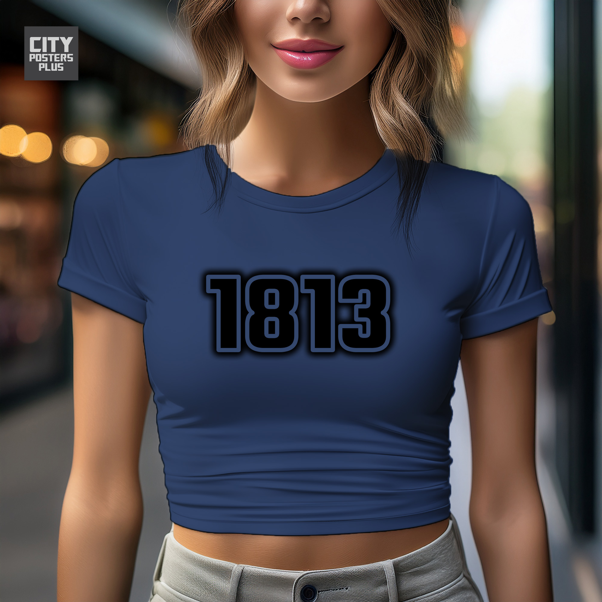 1813 Year Women Crop Top (Navy Blue)