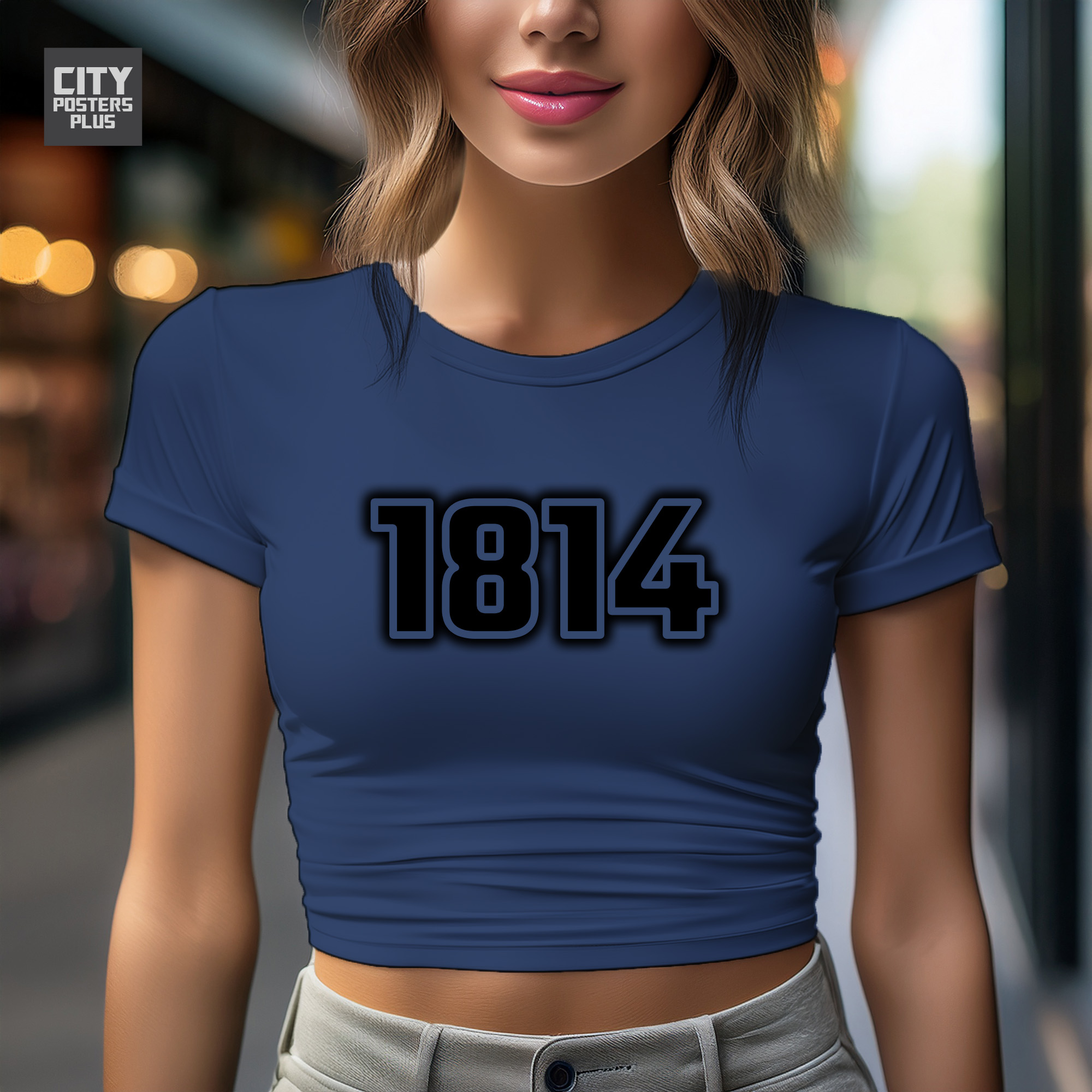 1814 Year Women Crop Top (Navy Blue)