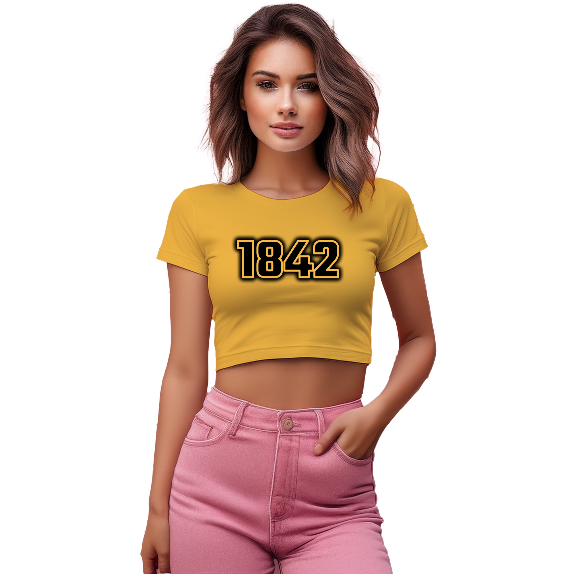 1842 Year Women Crop Top (Golden Yellow) | 360 Fog Plus