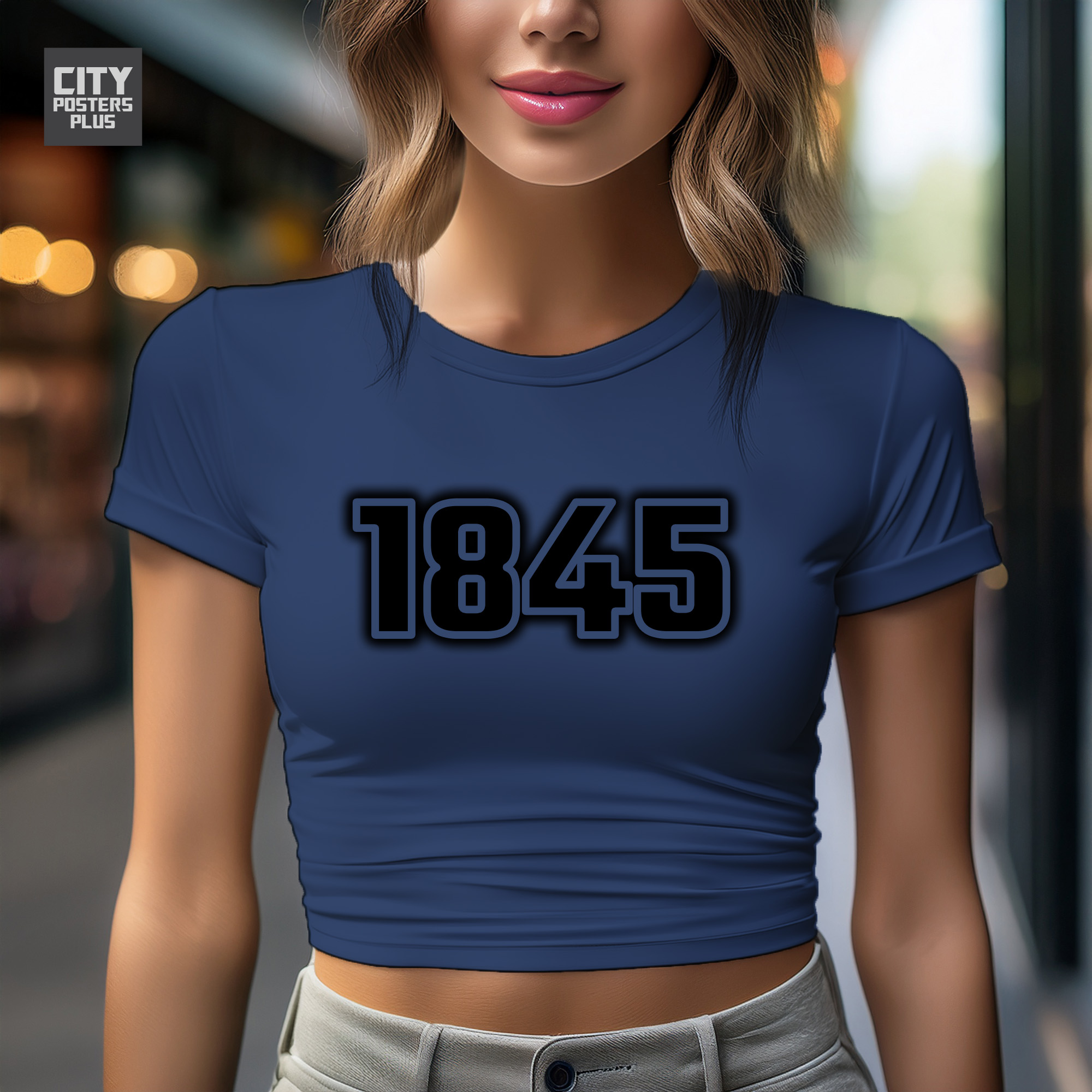 1845 Year Women Crop Top (Navy Blue)