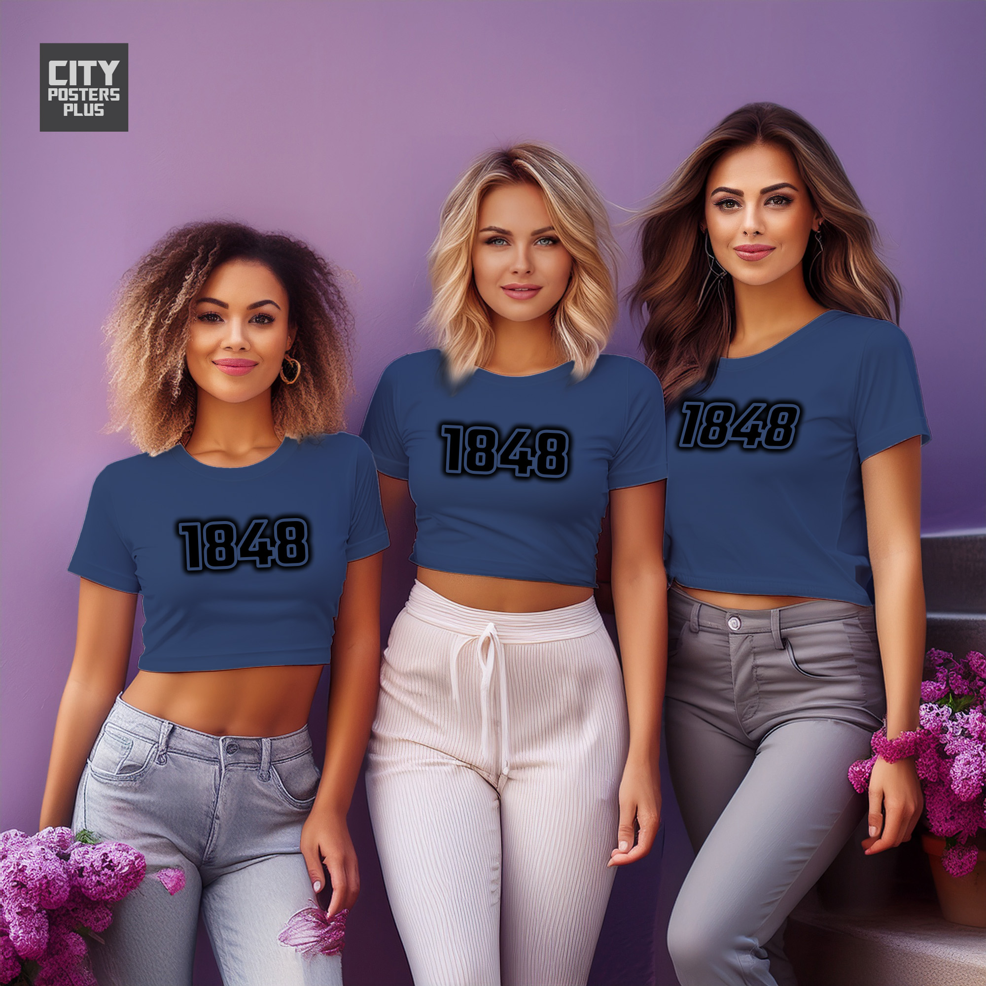 1848 Year Women Crop Top (Navy Blue)