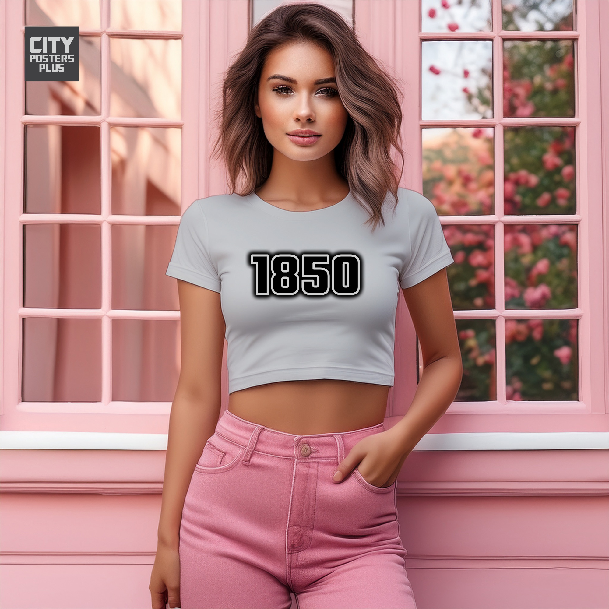 1850 Year Women Crop Top (Melange Grey)