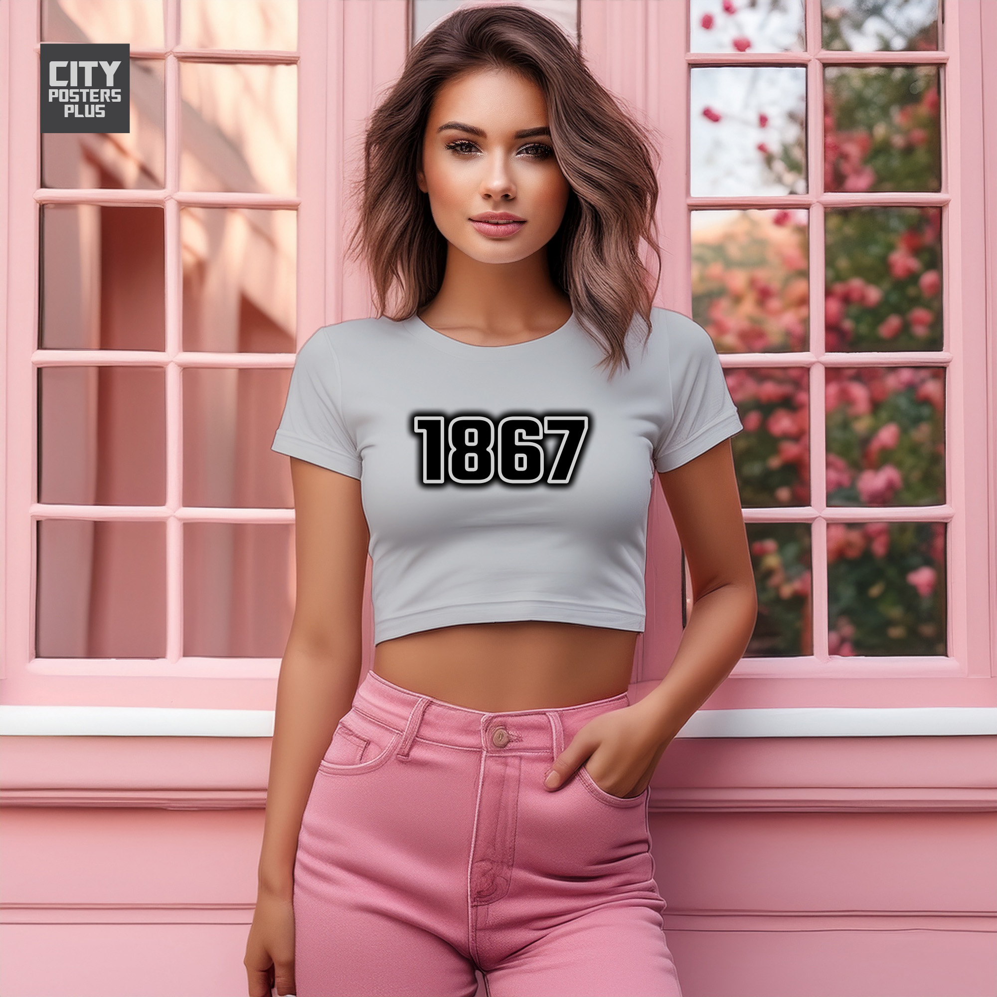 1867 Year Women Crop Top (Melange Grey)