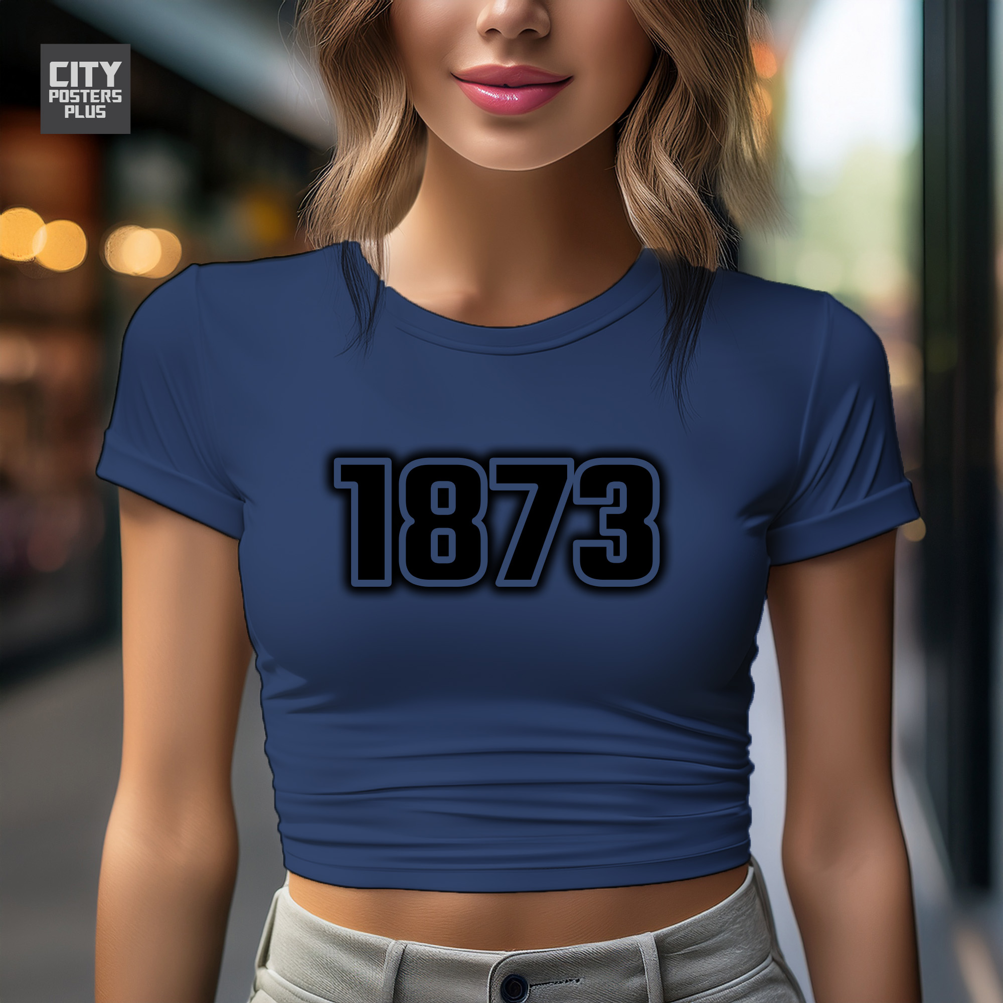 1873 Year Women Crop Top (Navy Blue)