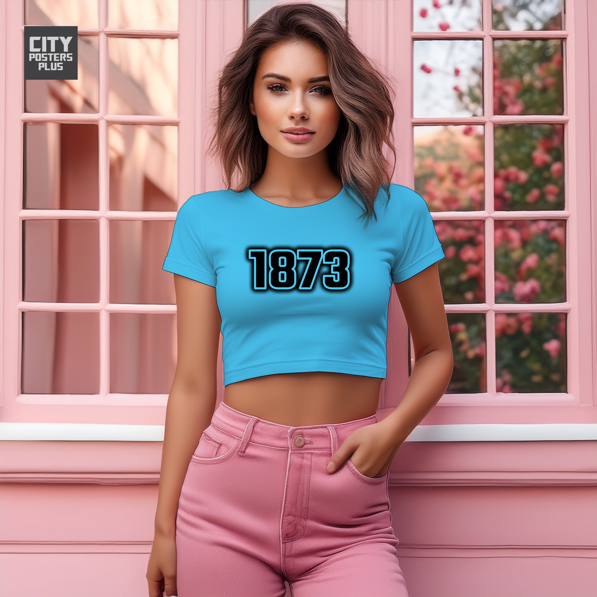 1873 Year Women Crop Top (Sky Blue)