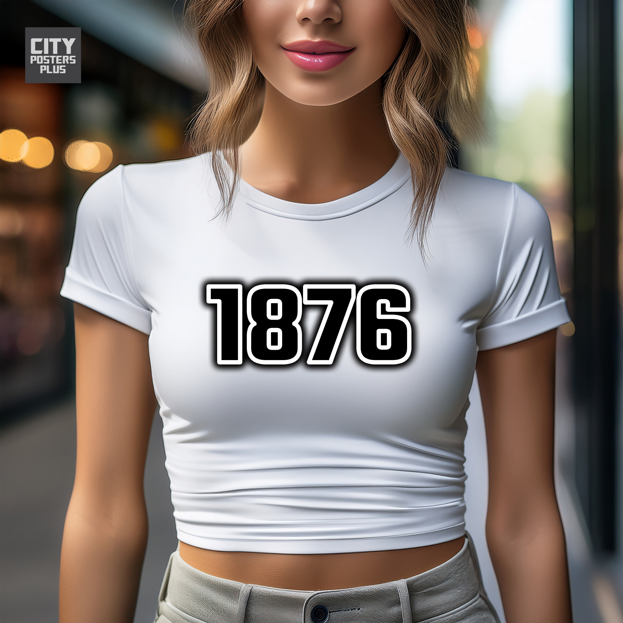 1876 Year Women Crop Top (White)