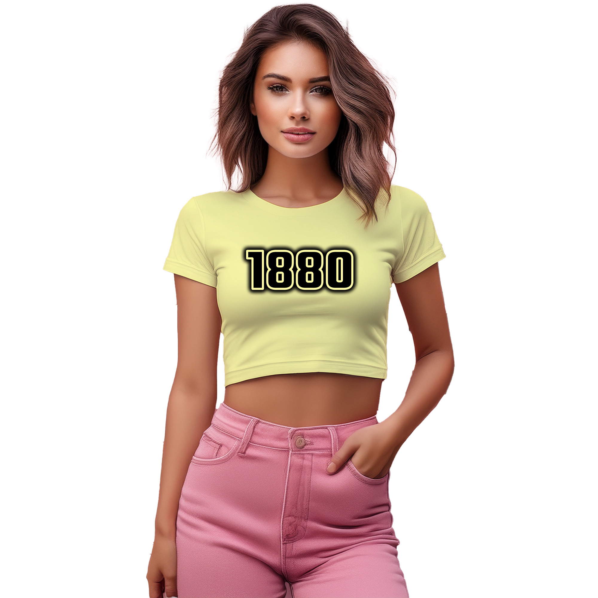 1880 Year Women Crop Top (Butter Yellow) | 360 Fog Plus