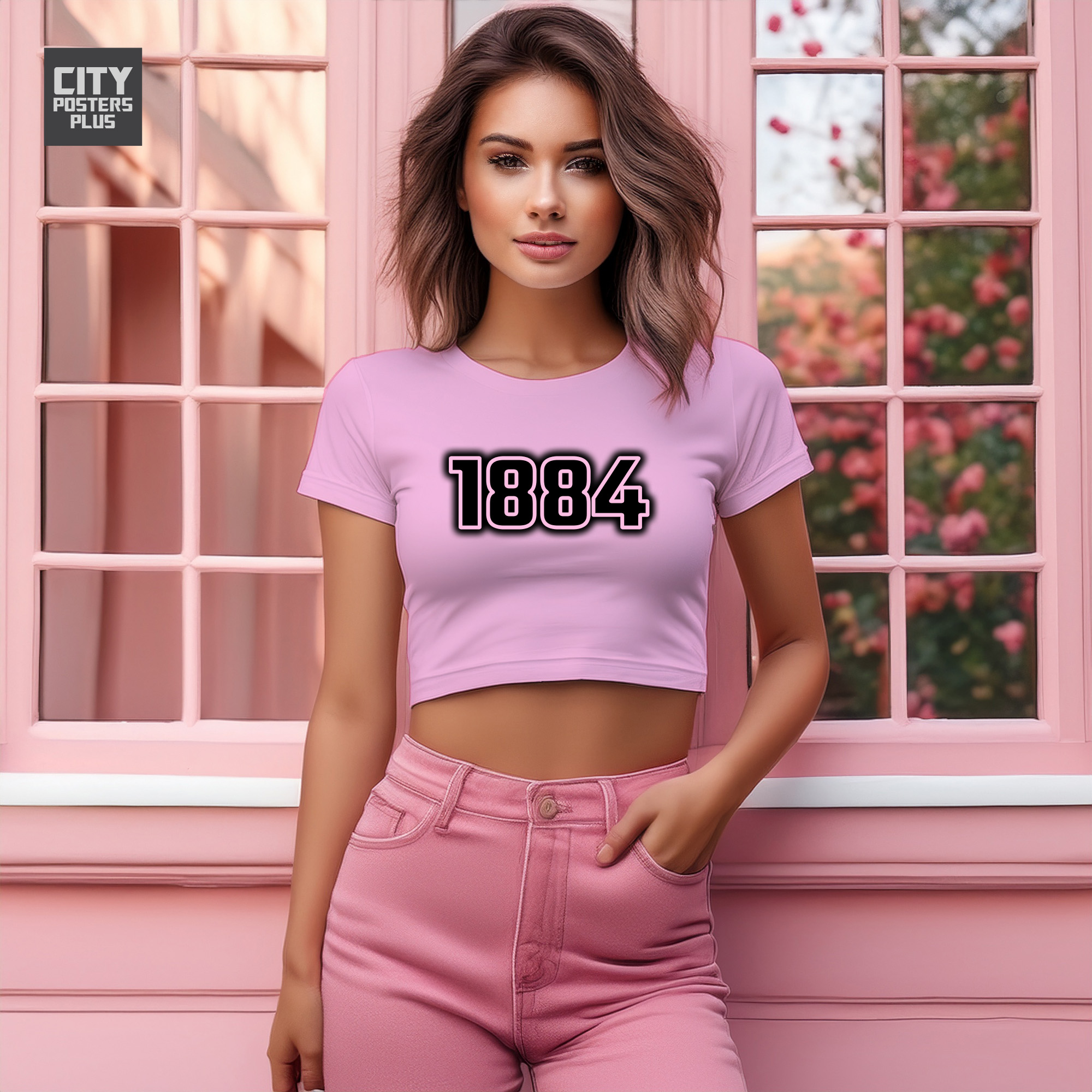 1884 Year Women Crop Top (Light Pink)