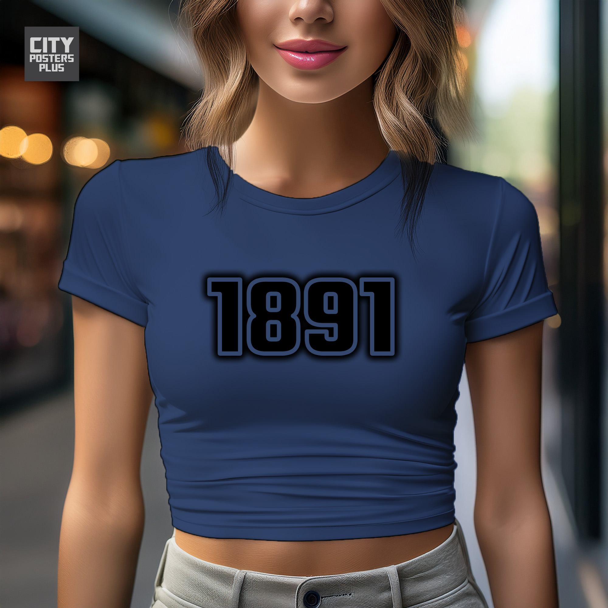 1891 Year Women Crop Top (Navy Blue)