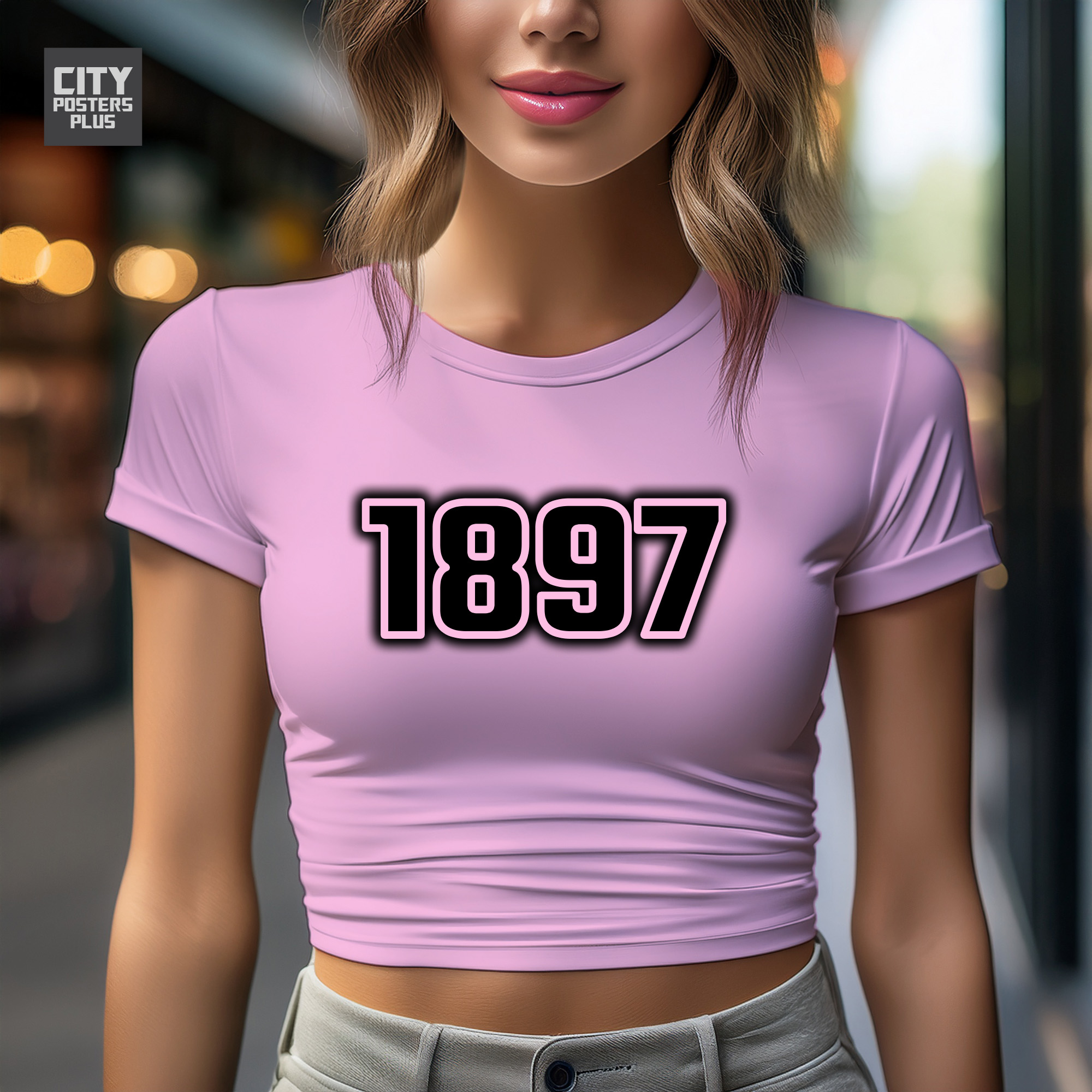 1897 Year Women Crop Top (Light Pink)