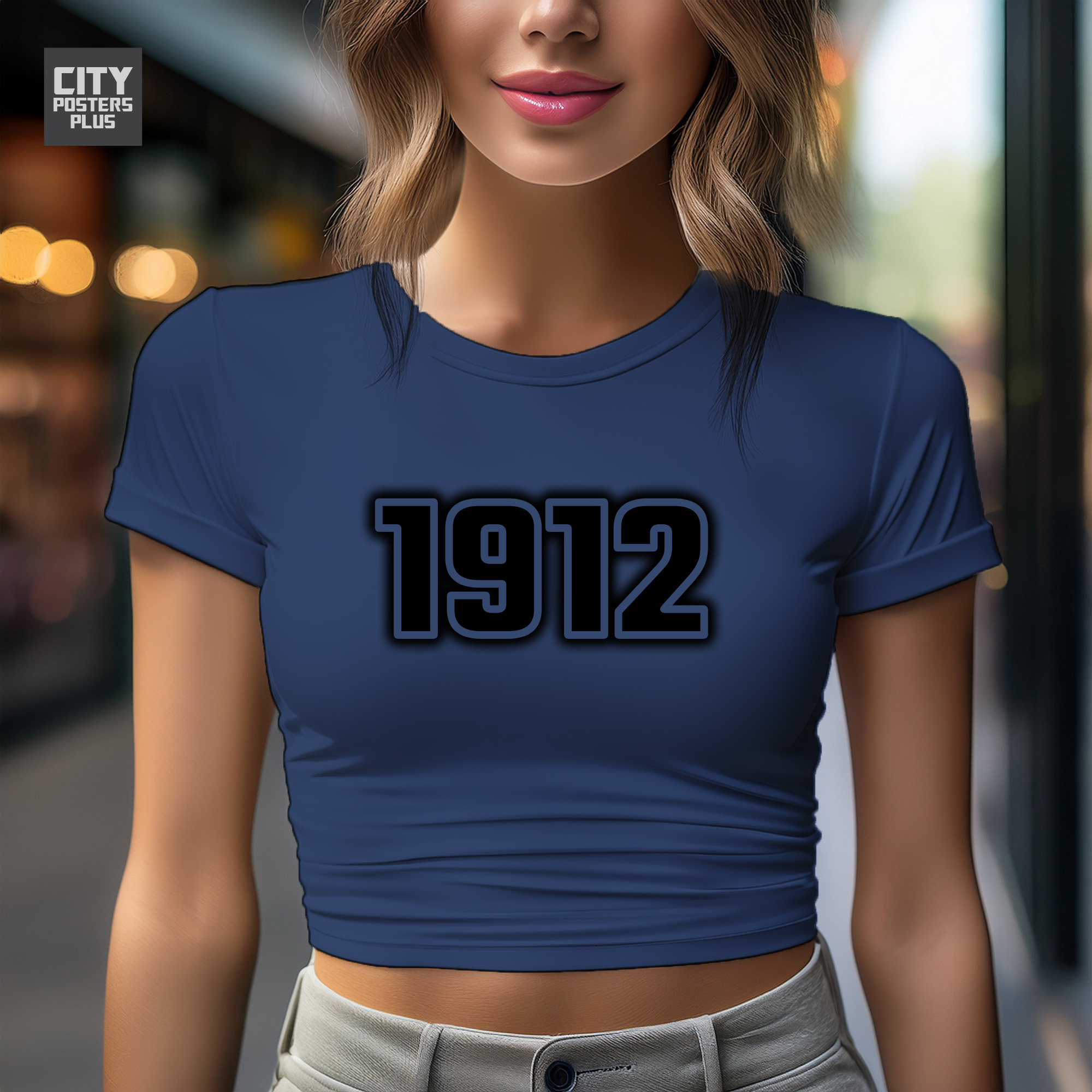 1912 Year Women Crop Top (Navy Blue)