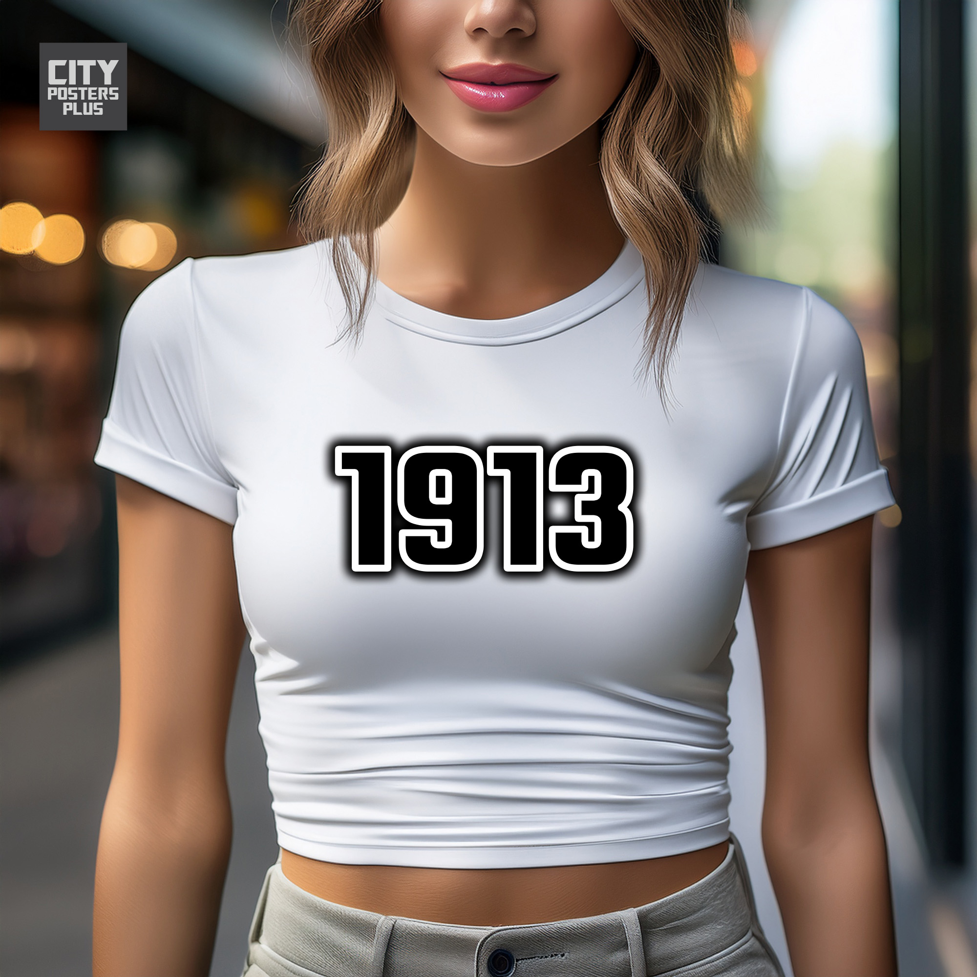 1913 Year Women Crop Top (White)