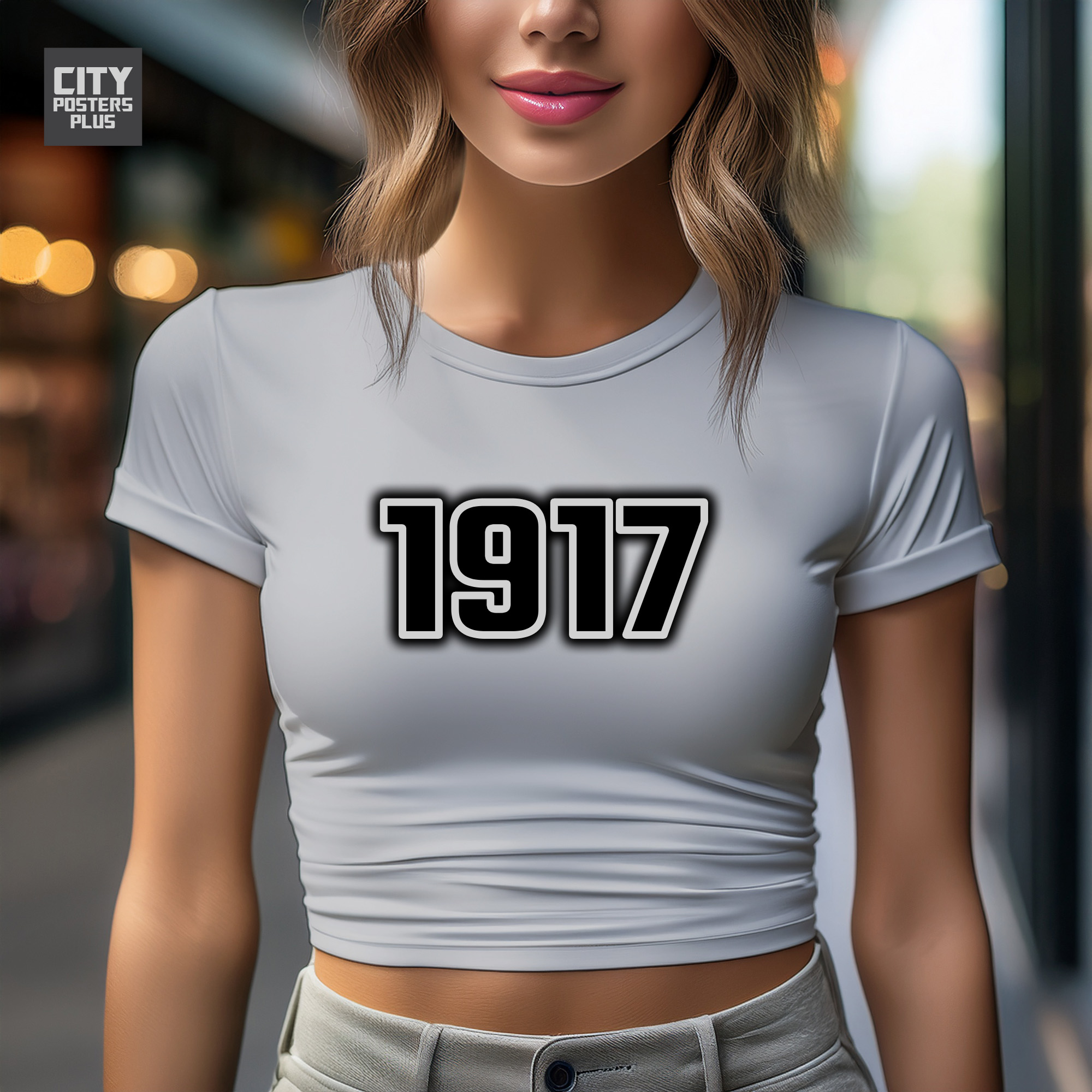 1917 Year Women Crop Top (Melange Grey)