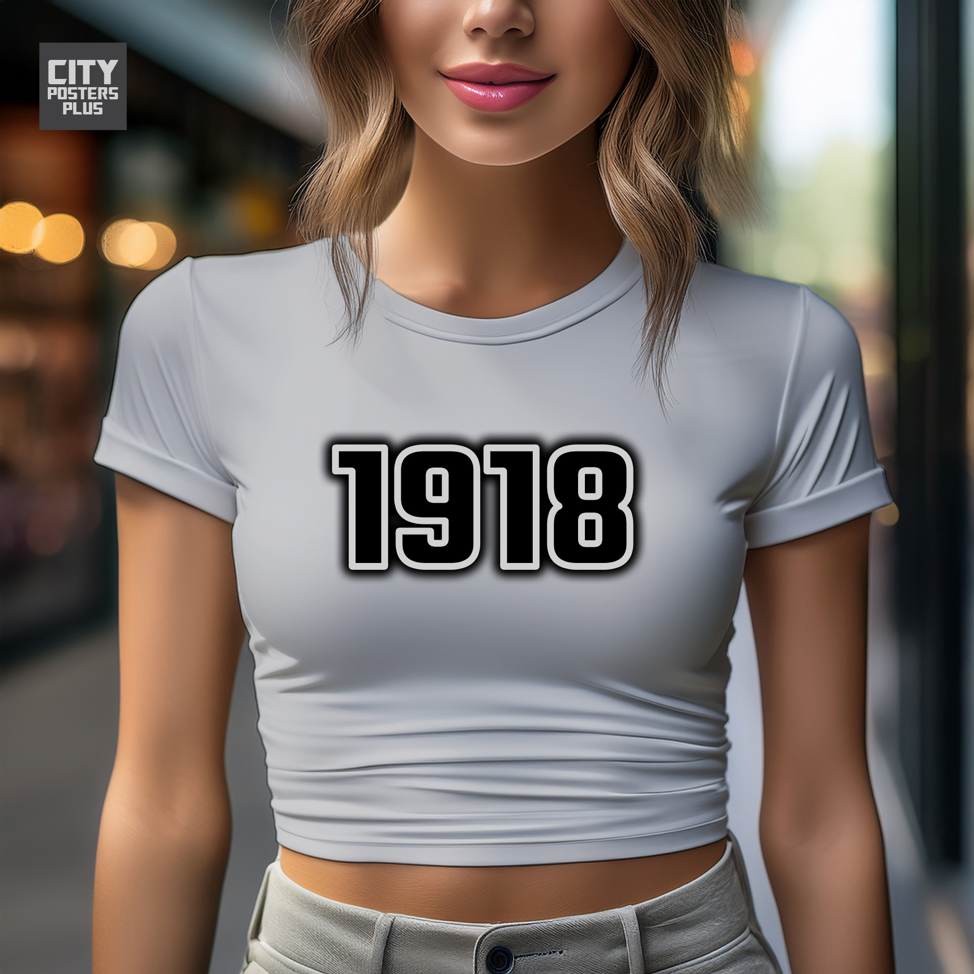 1918 Year Women Crop Top (Melange Grey)