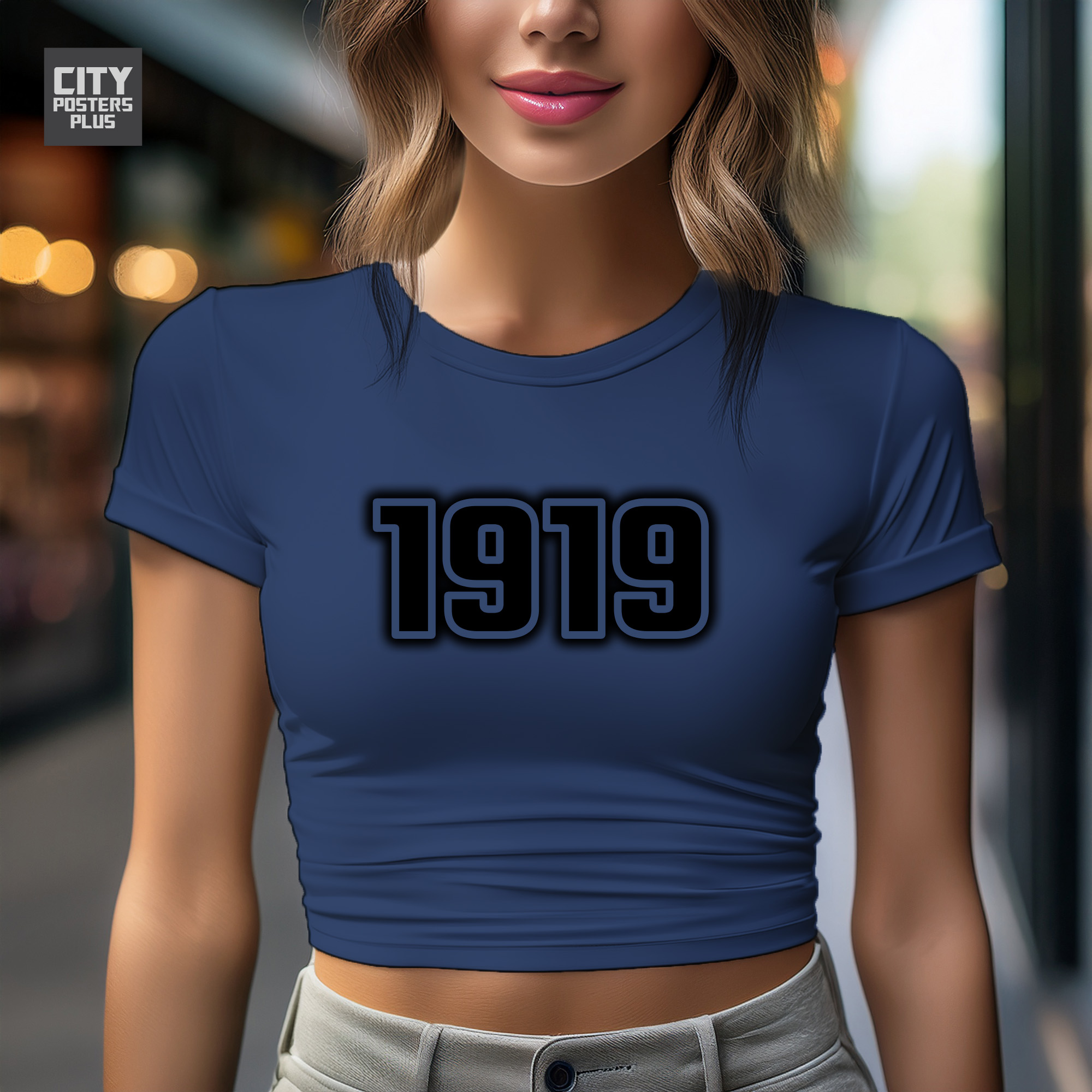 1919 Year Women Crop Top (Navy Blue)