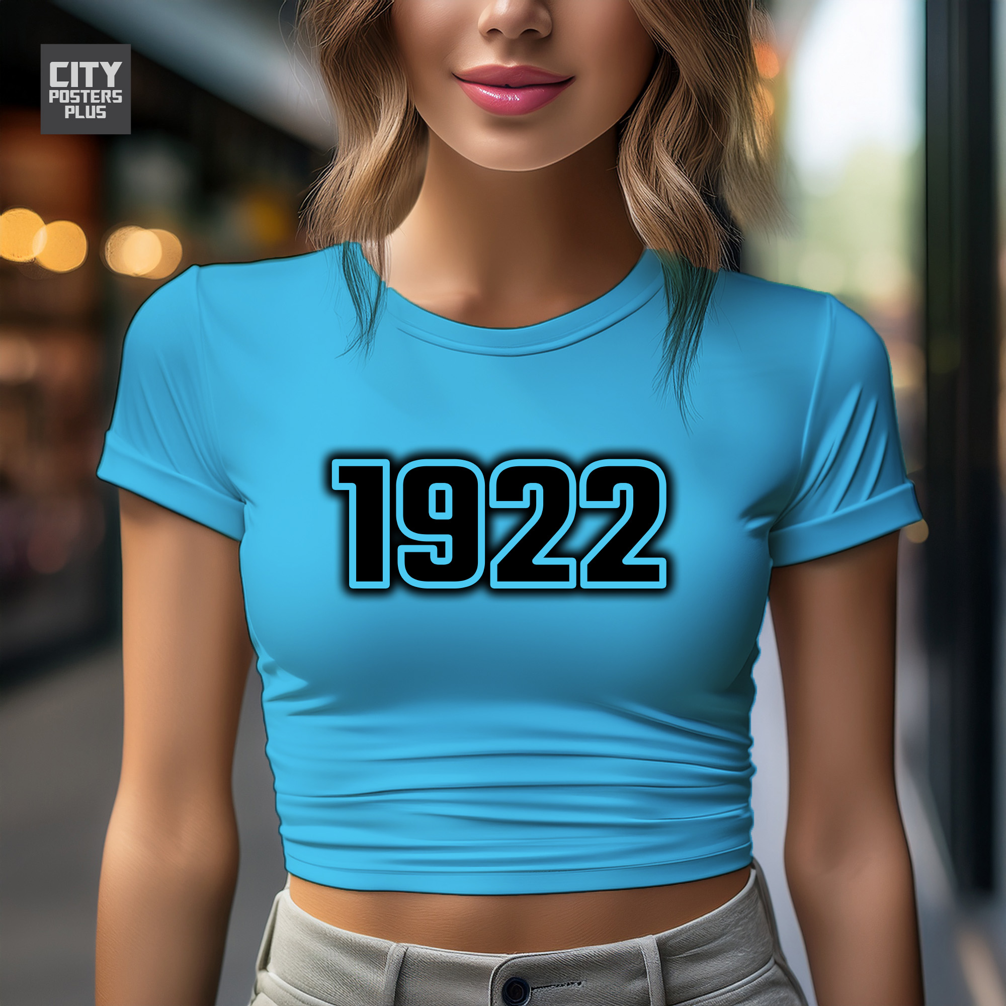 1922 Year Women Crop Top (Sky Blue)