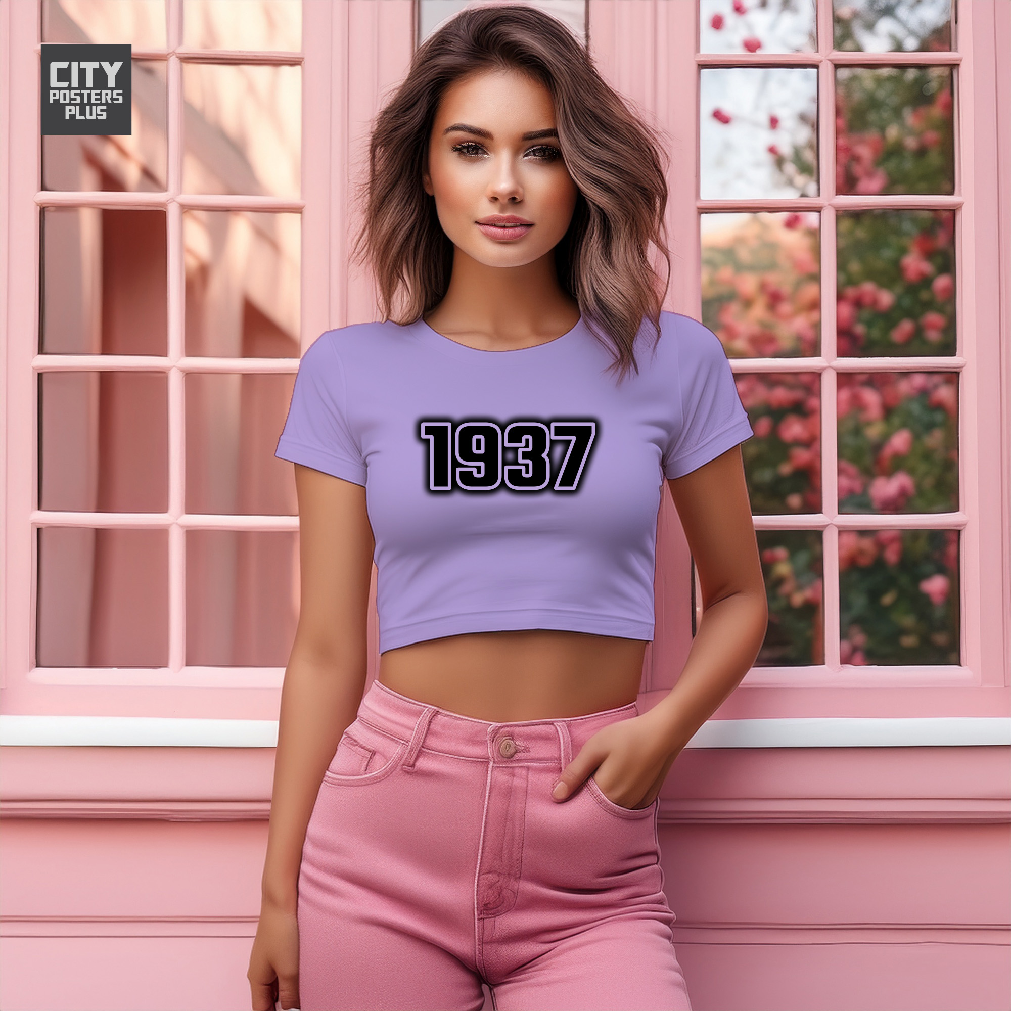 1937 Year Women Crop Top (Iris Lavender)