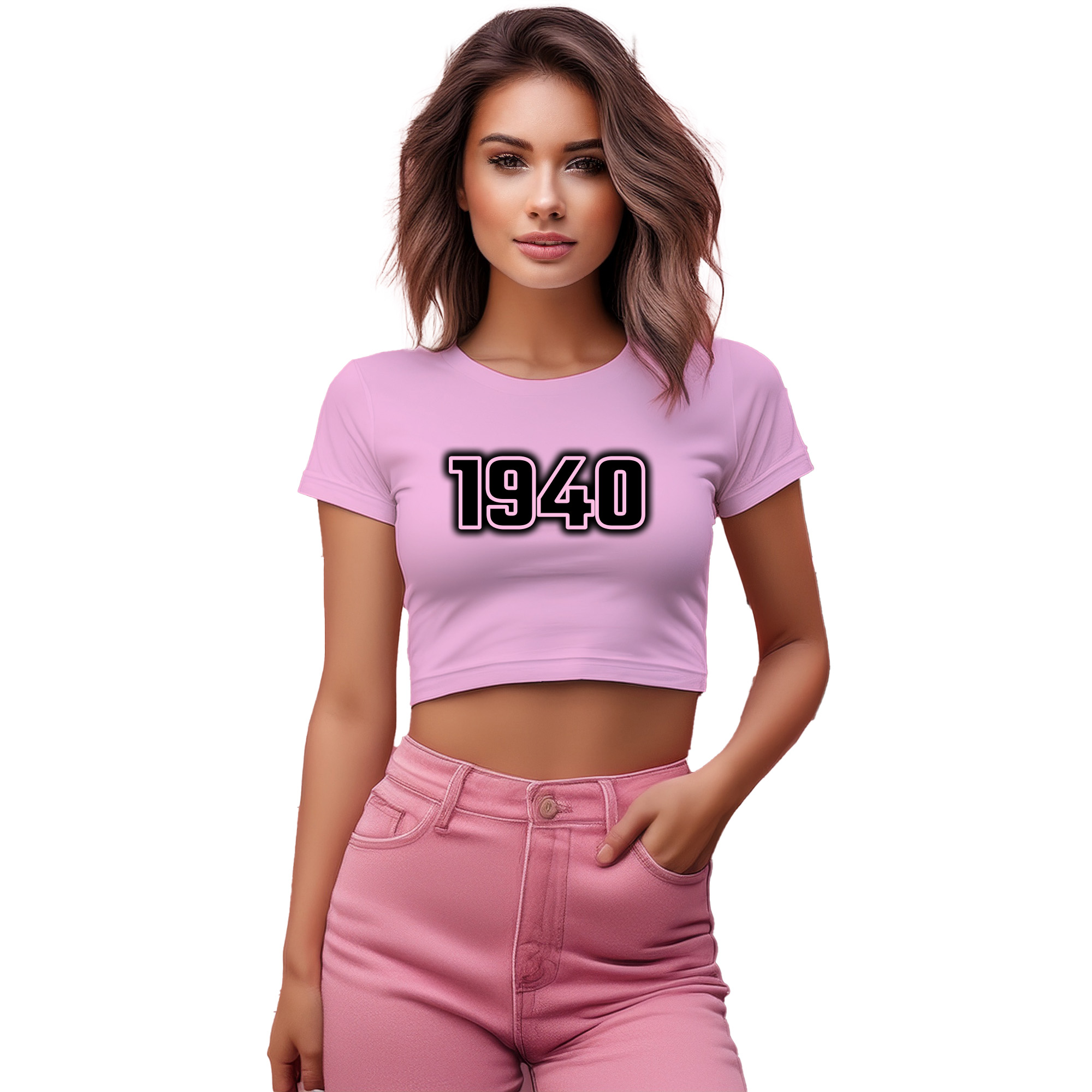 1940 Year Women Crop Top (Light Pink) | 360 Fog Plus