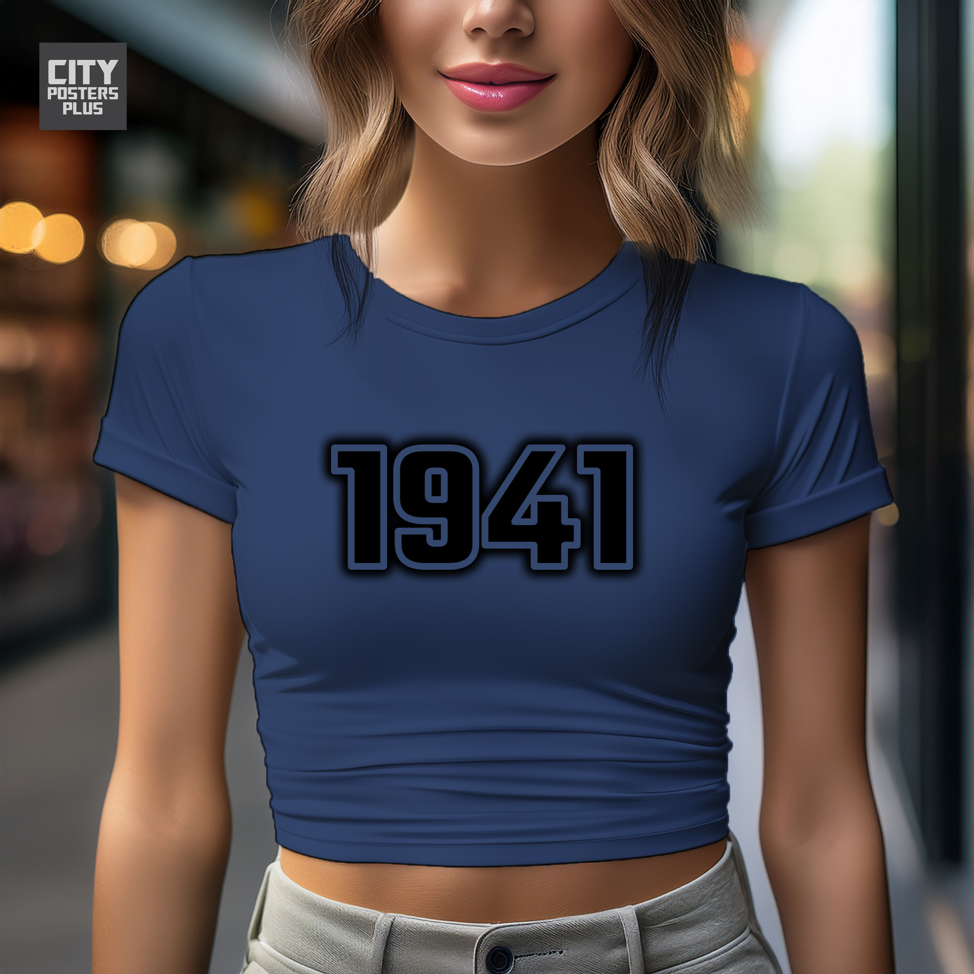 1941 Year Women Crop Top (Navy Blue)