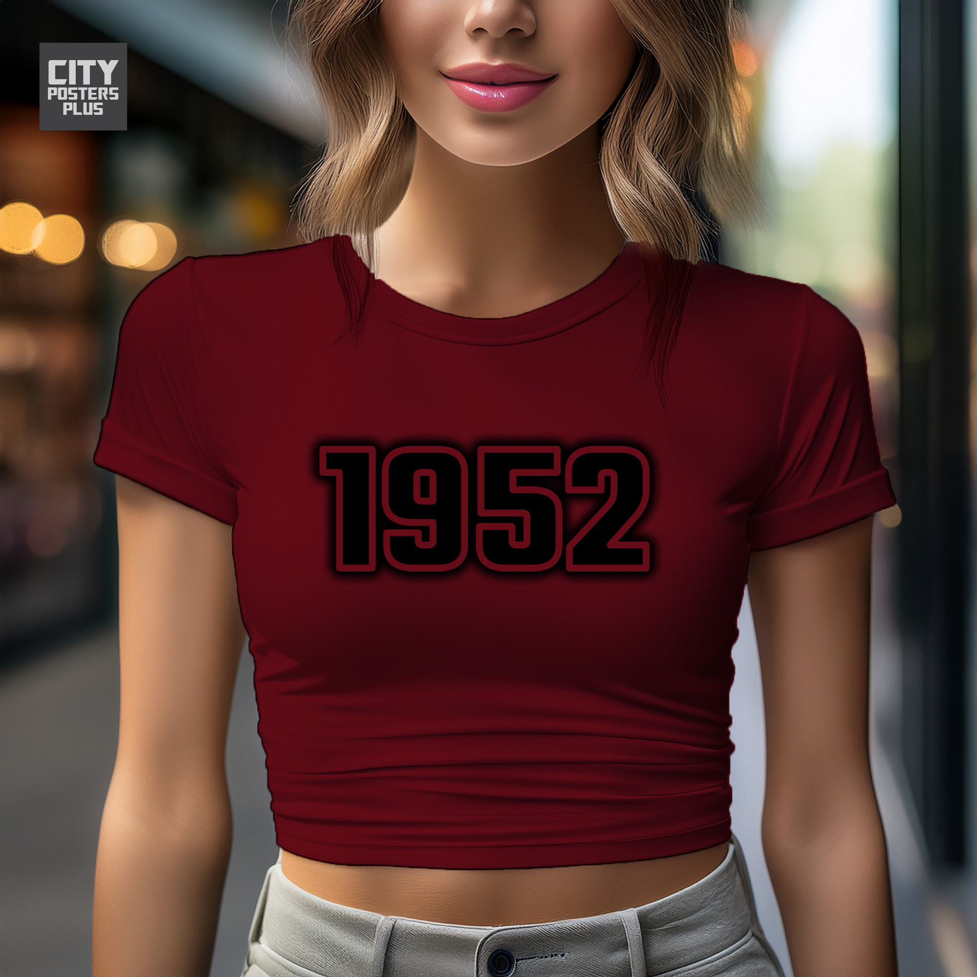 1952 Year Women Crop Top (Maroon)