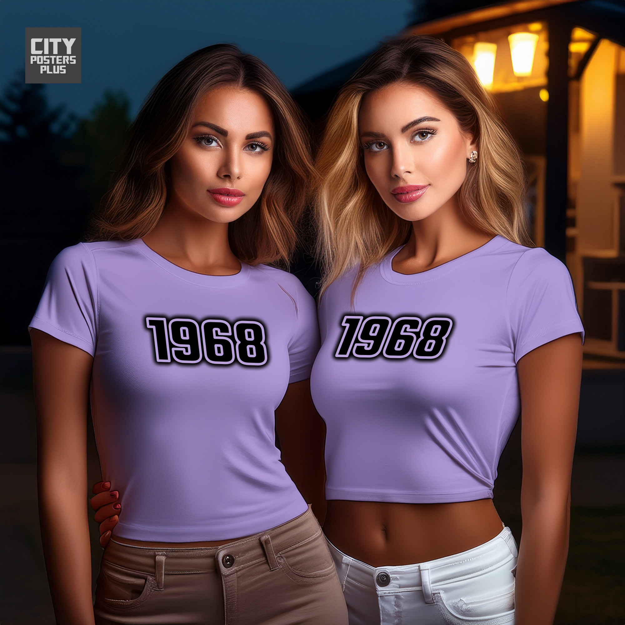 1968 Year Women Crop Top (Iris Lavender)