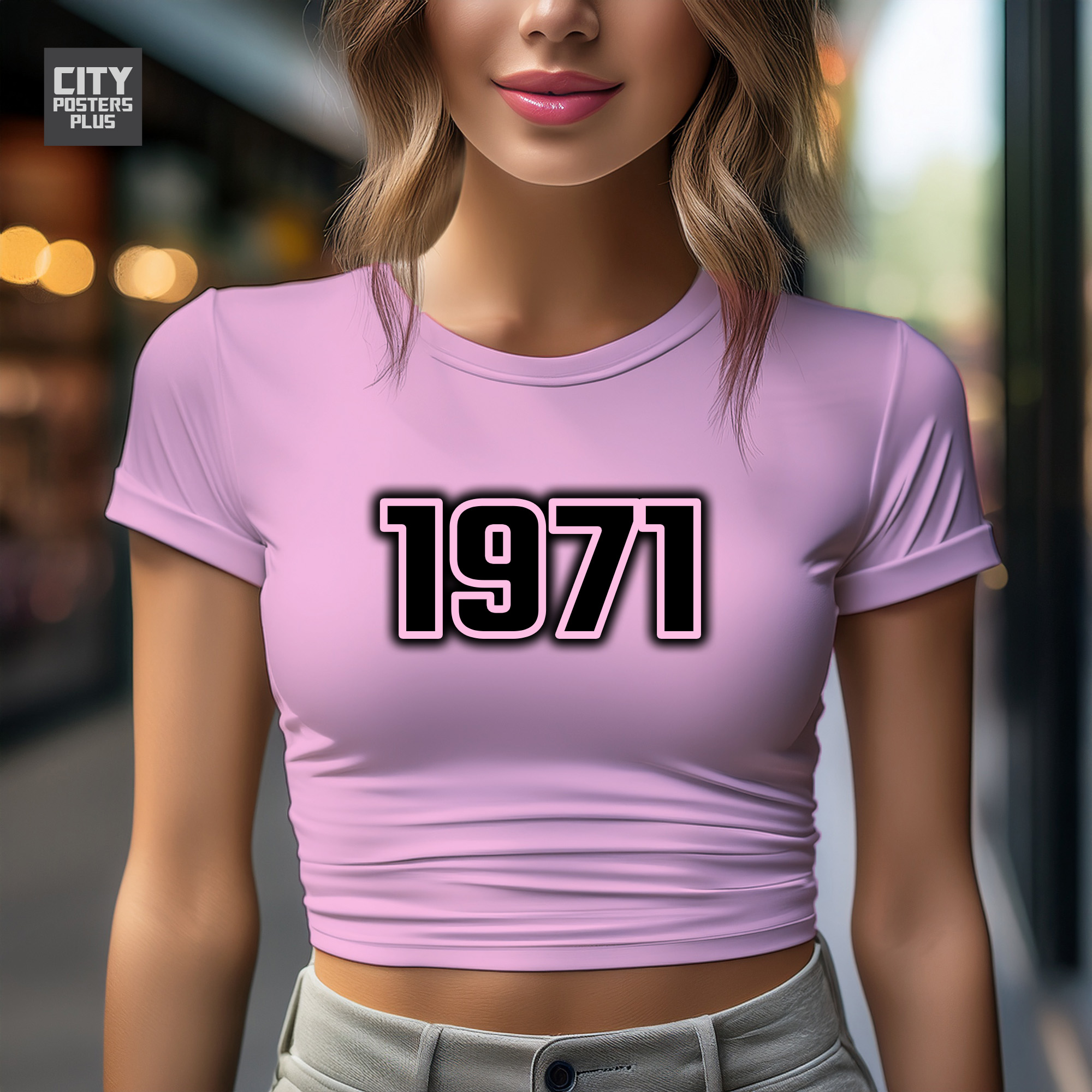 1971 Year Women Crop Top (Light Pink)