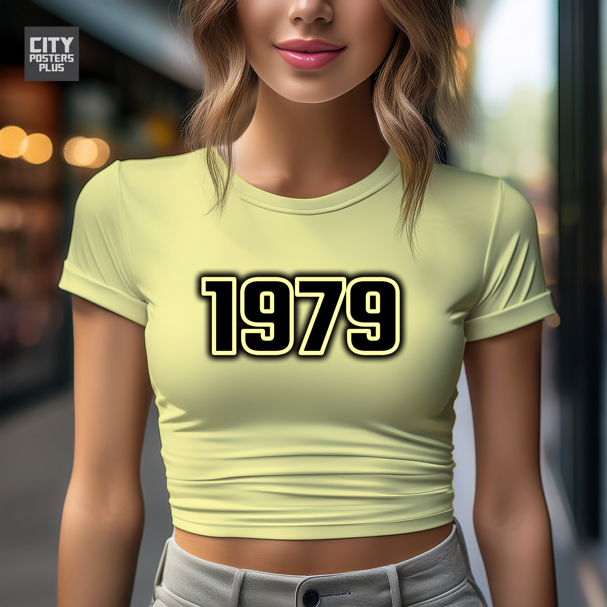 1979 Year Women Crop Top (Butter Yellow)