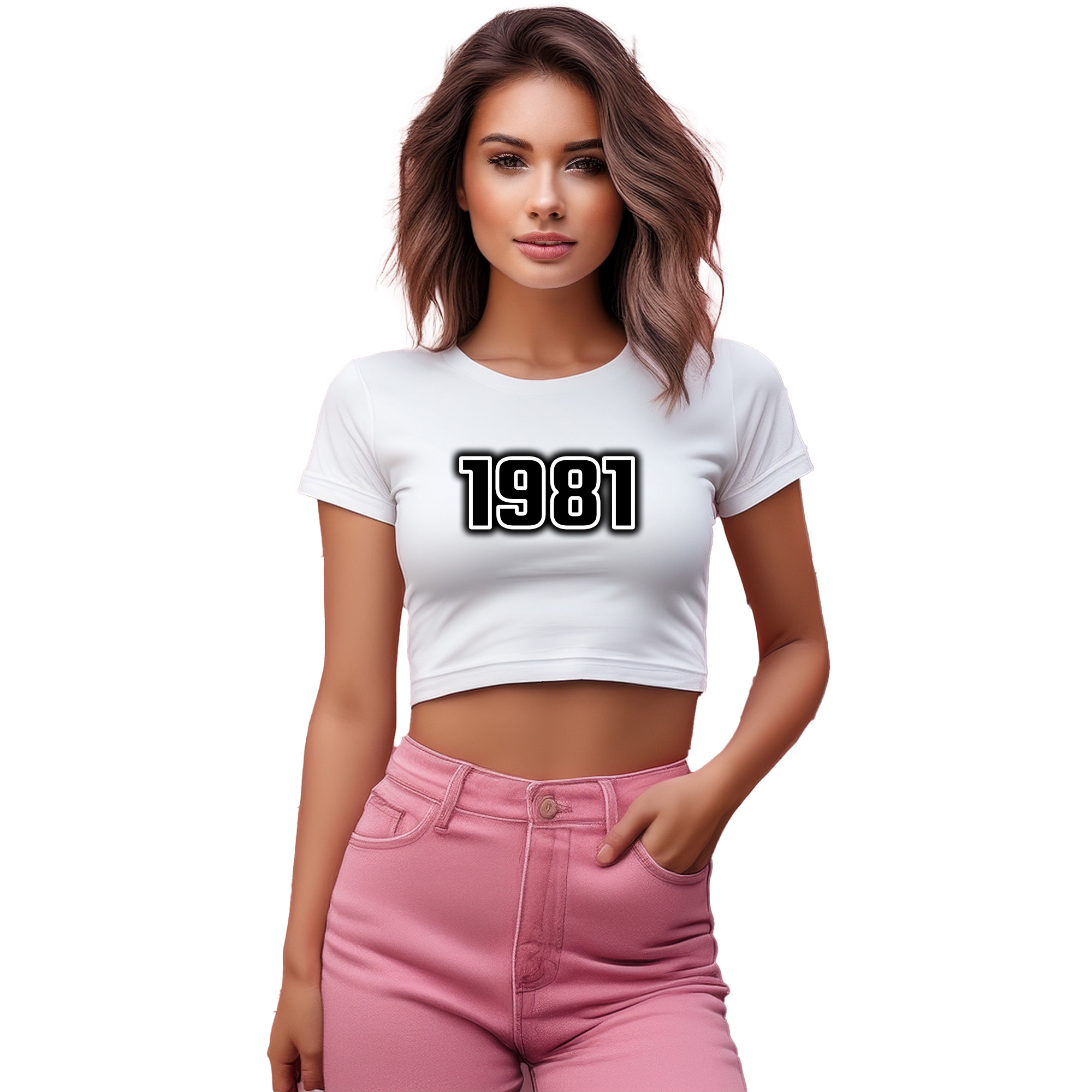1981 Year Women Crop Top (White) | 360 Fog Plus