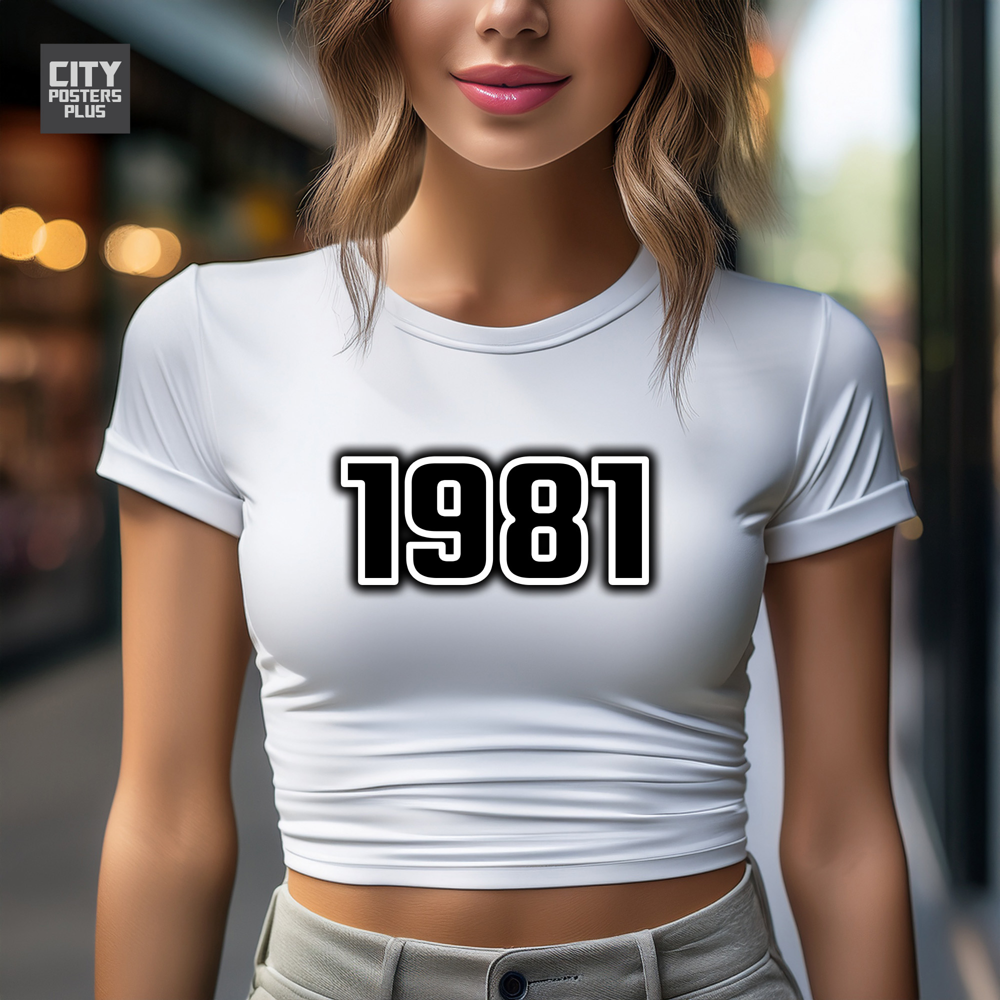 1981 Year Women Crop Top (White)